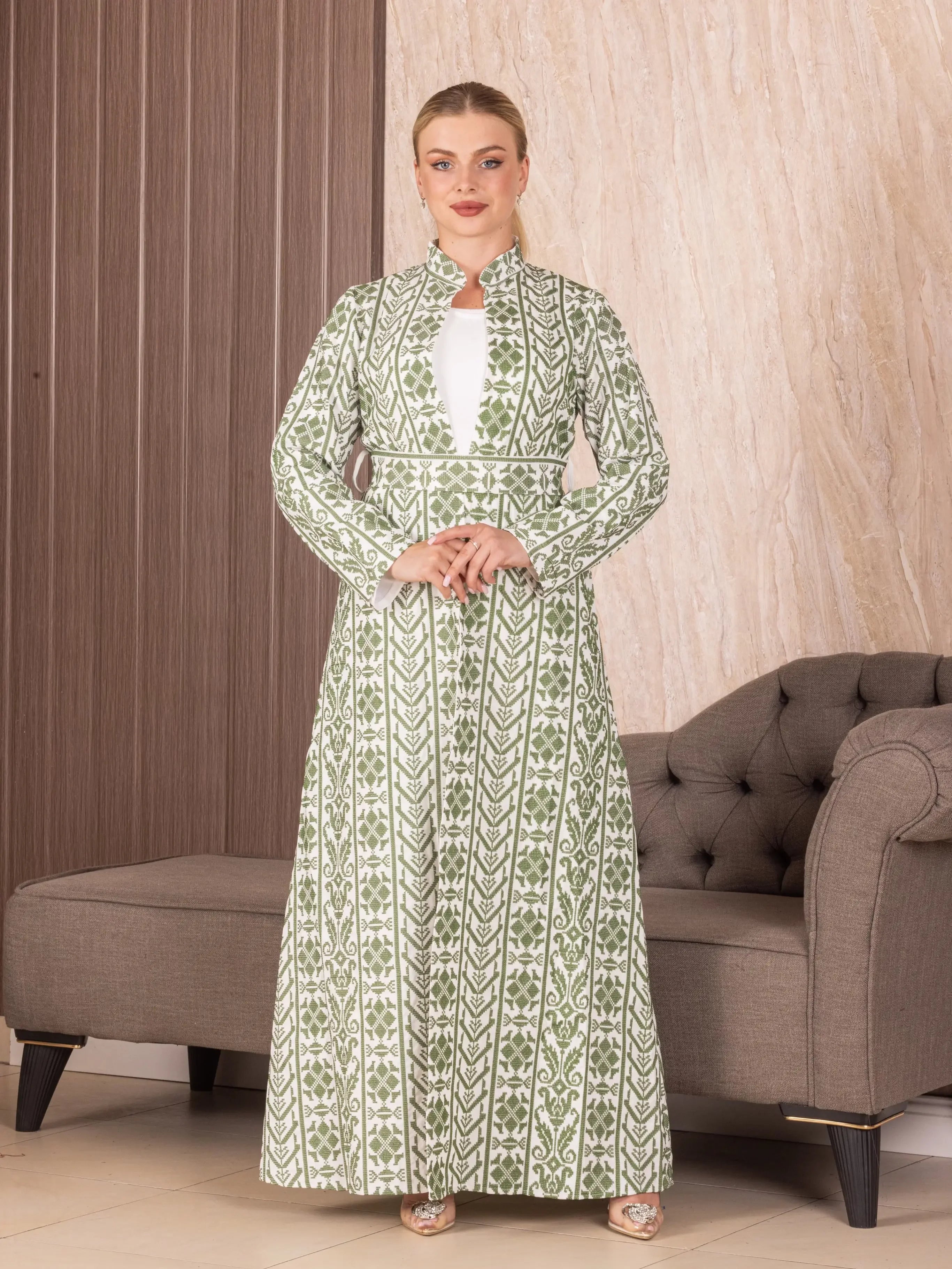 Embroidered Long Cardigan: Elegance and Sophistication Palestinian Elegance