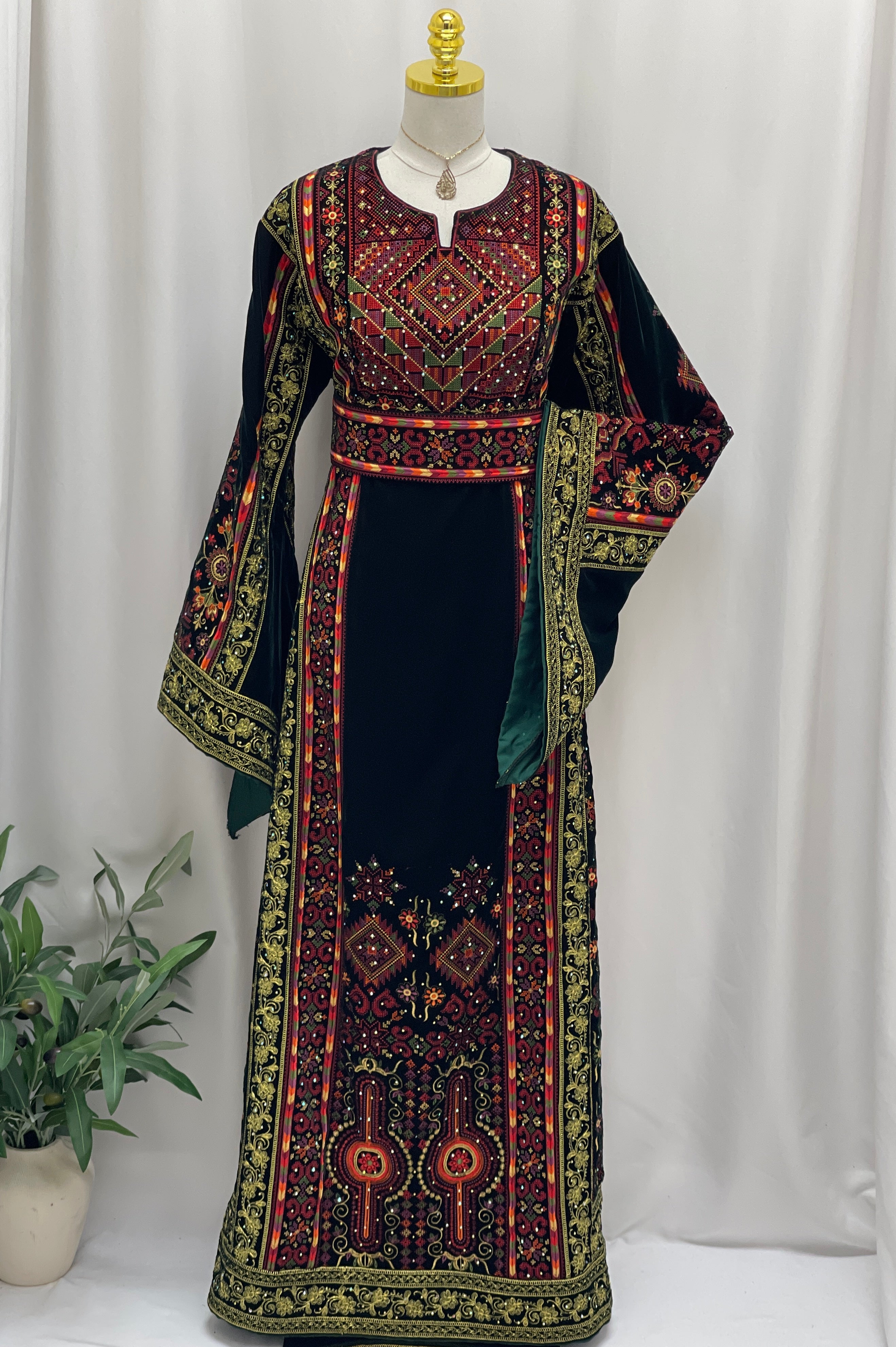 Al-Zaytoona EmbroideredVelvet Thobe - Palestinian Elegance
