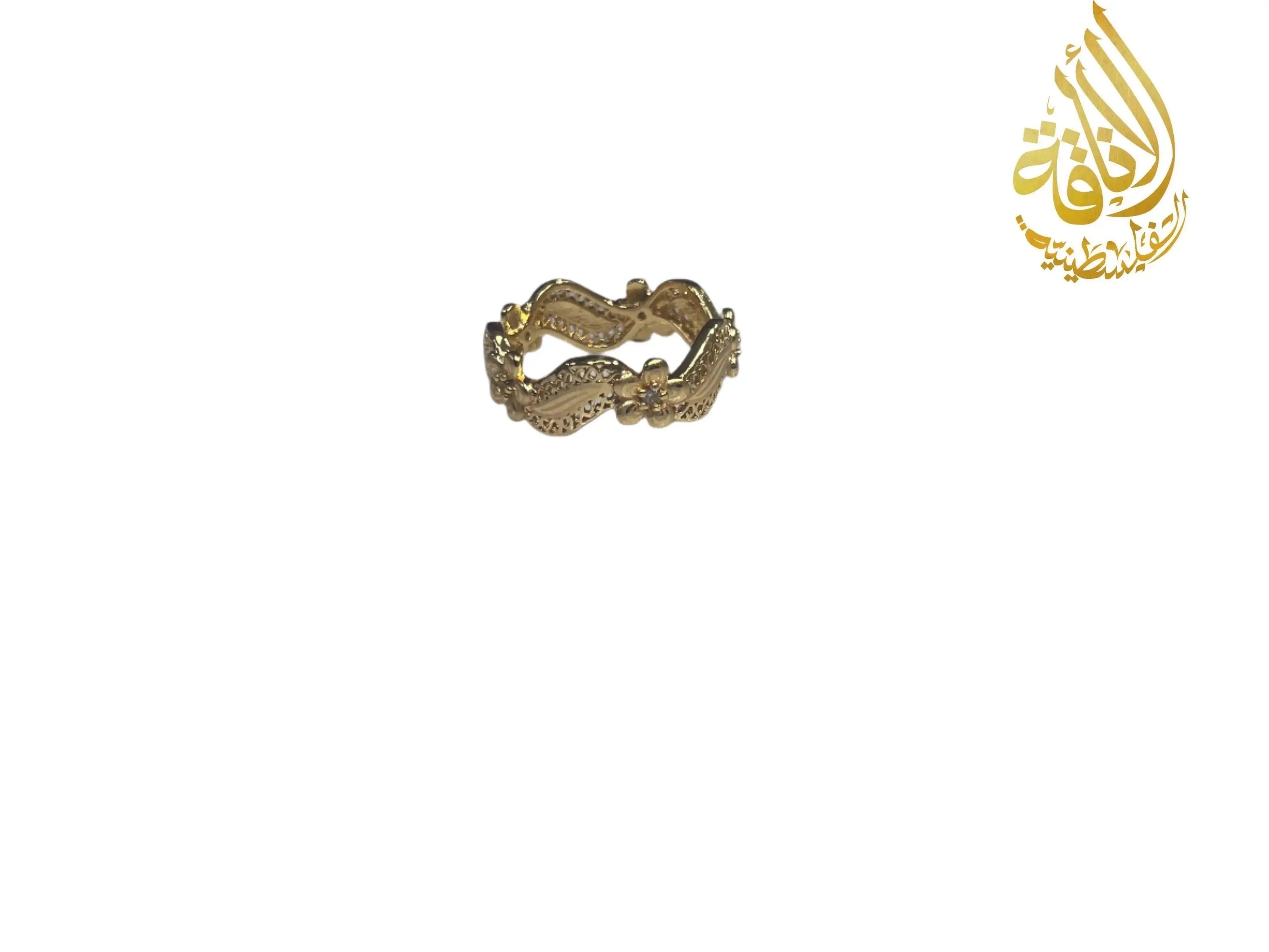 Imitated gold ring by Palestinian Elegance complementing Allah necklace gold jewelry collection