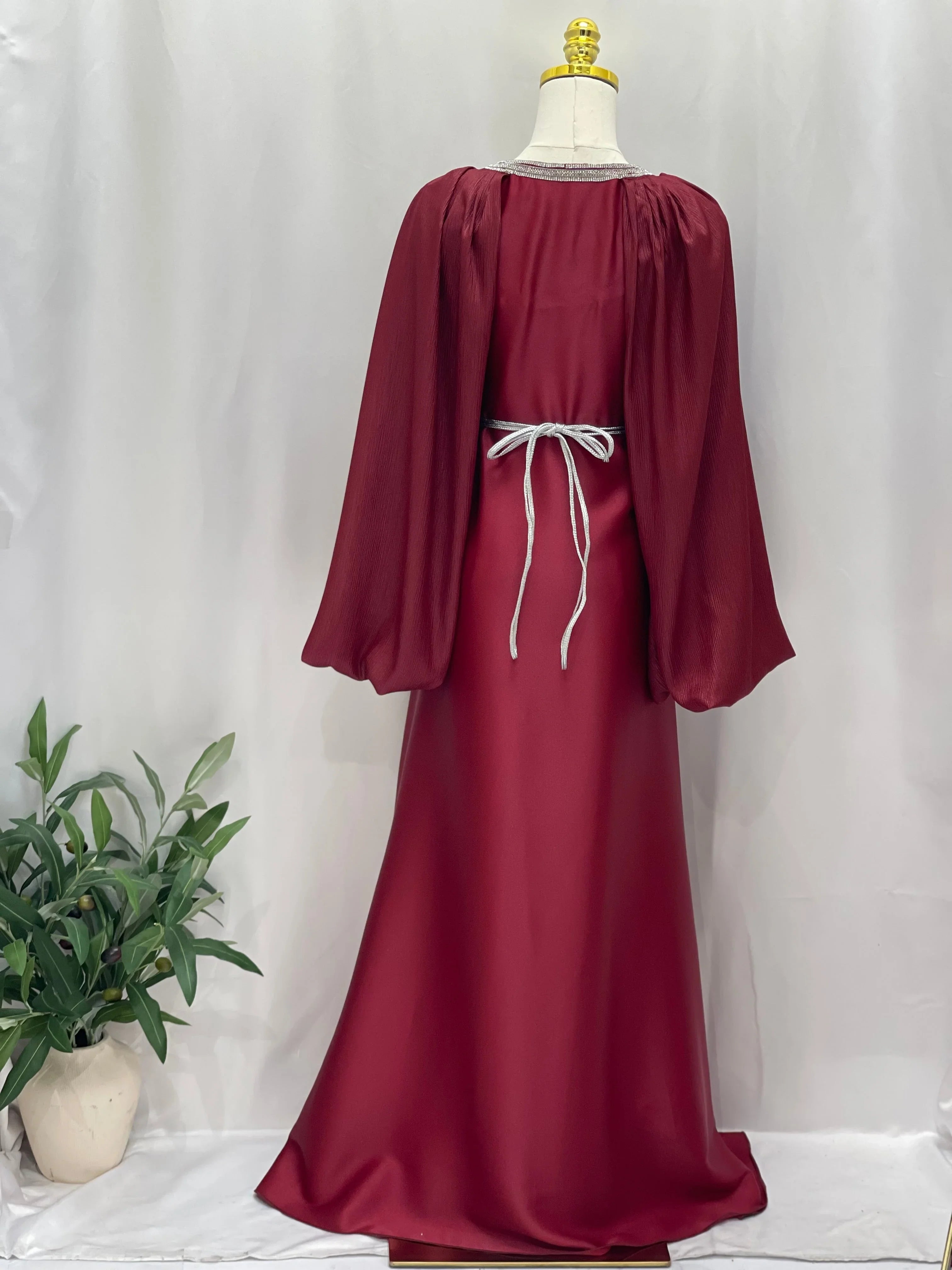 Ameera Fancy Kaftan | Elegant Modest Dress with Belt - Palestinian Elegance