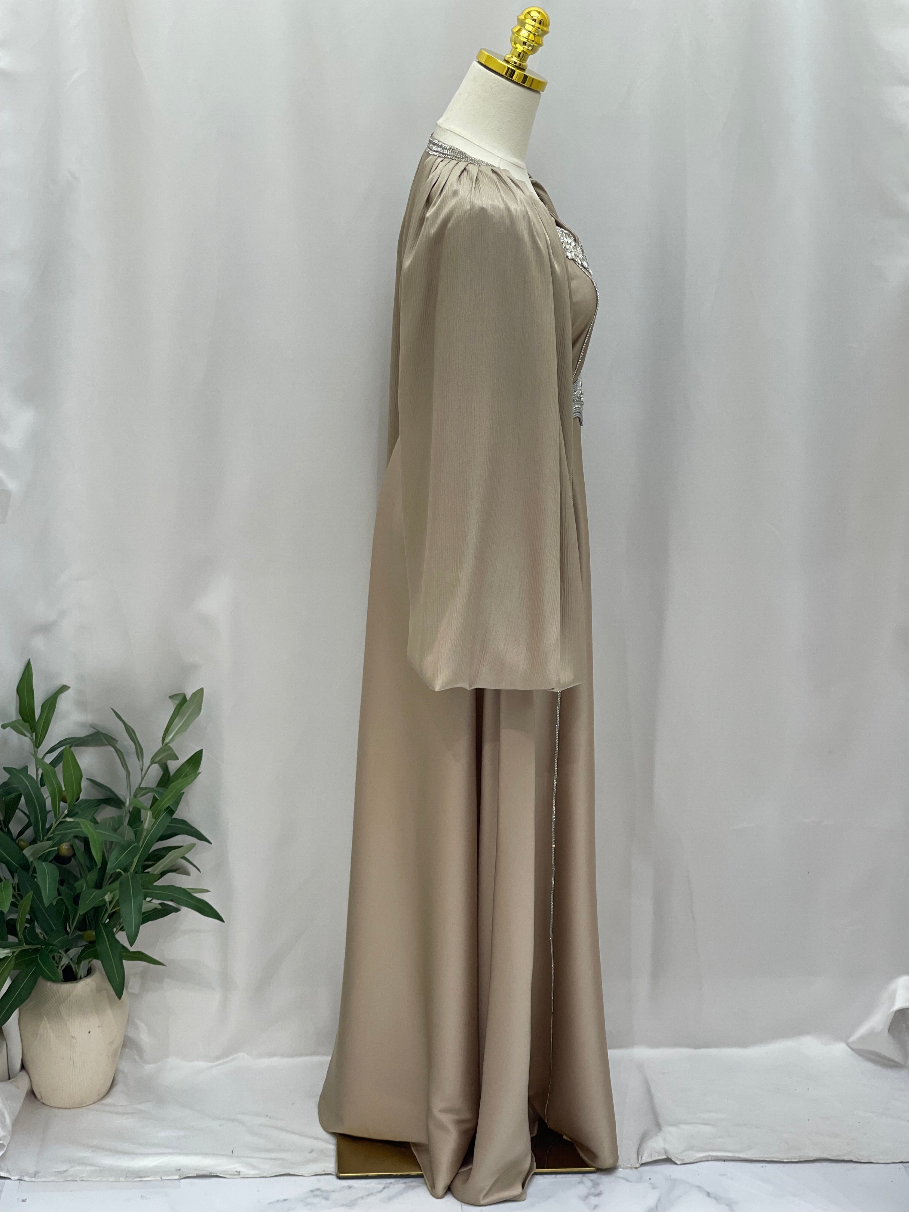 Ameera Fancy Kaftan | Elegant Modest Dress with Belt - Palestinian Elegance