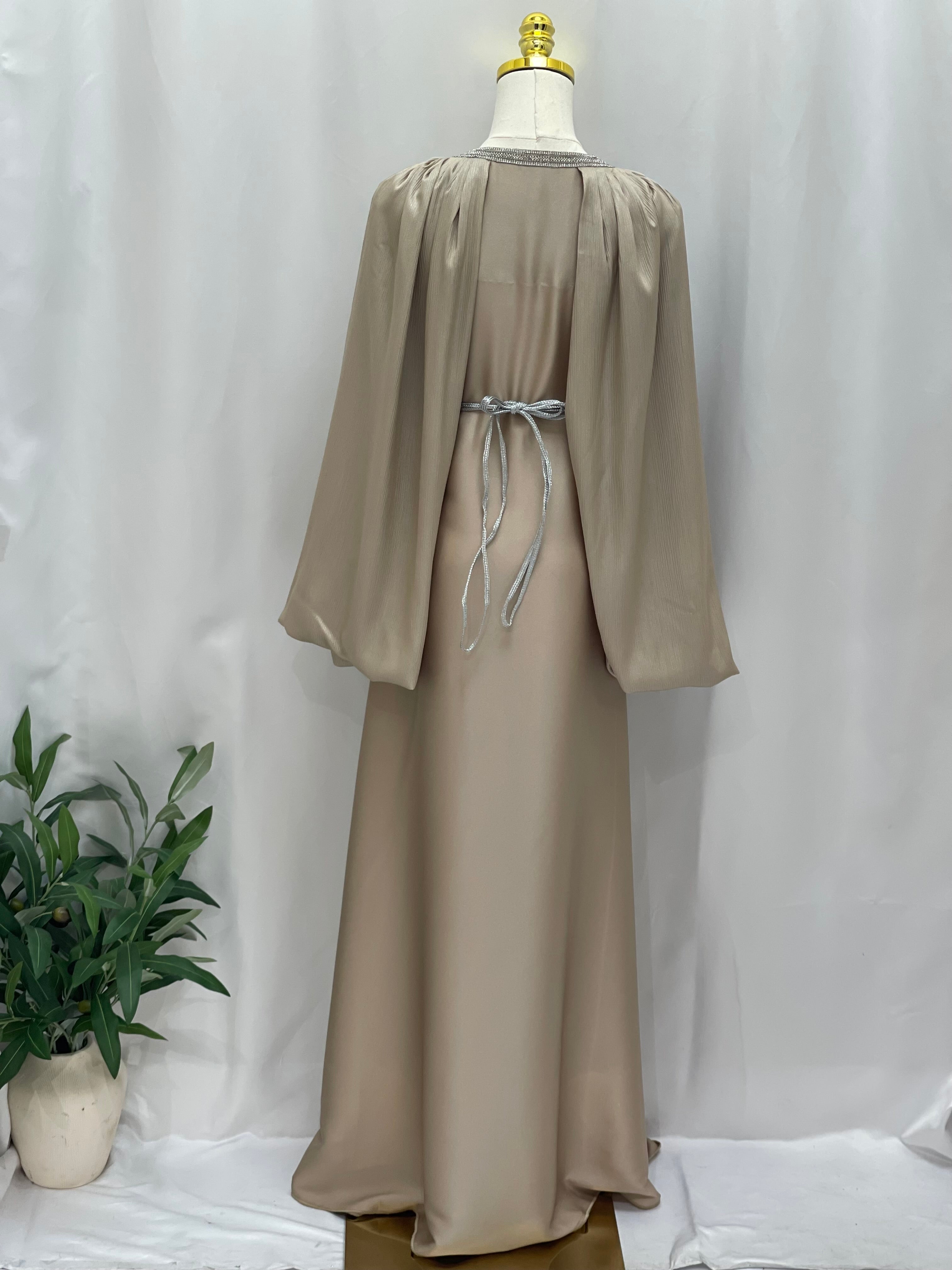 Ameera Fancy Kaftan | Elegant Modest Dress with Belt - Palestinian Elegance