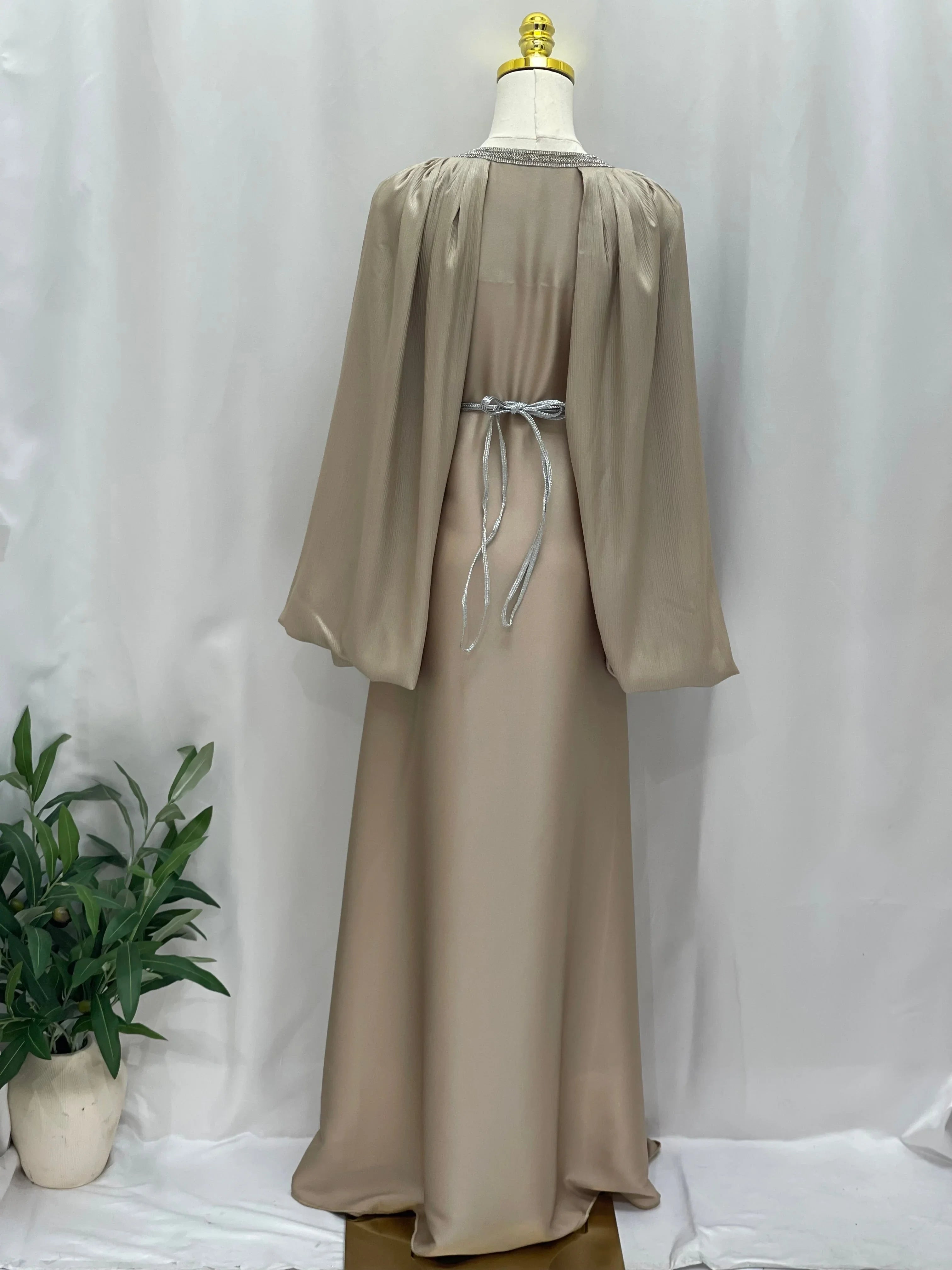 Ameera Fancy Kaftan | Elegant Modest Dress with Belt - Palestinian Elegance