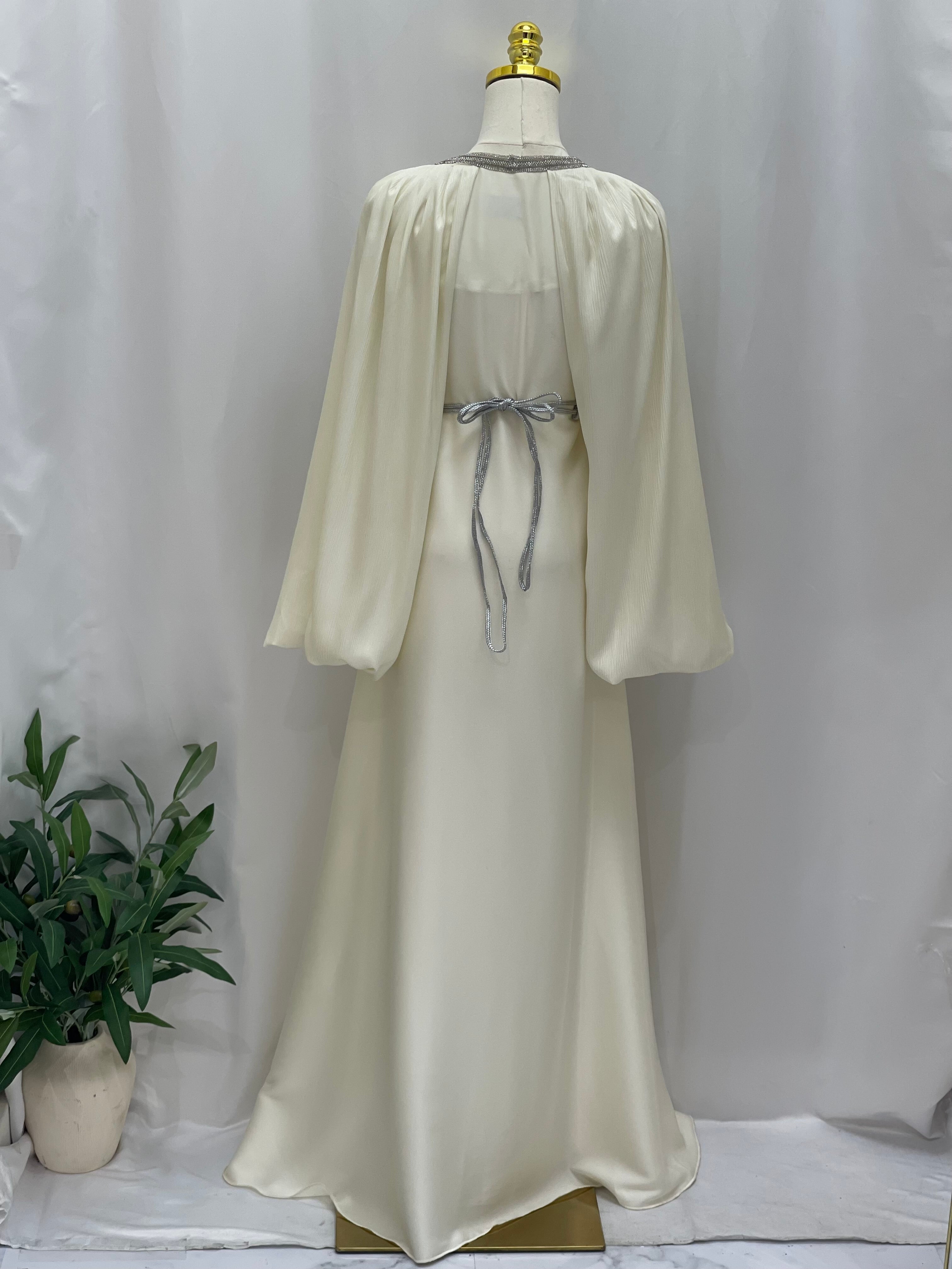 Ameera Fancy Kaftan | Elegant Modest Dress with Belt - Palestinian Elegance