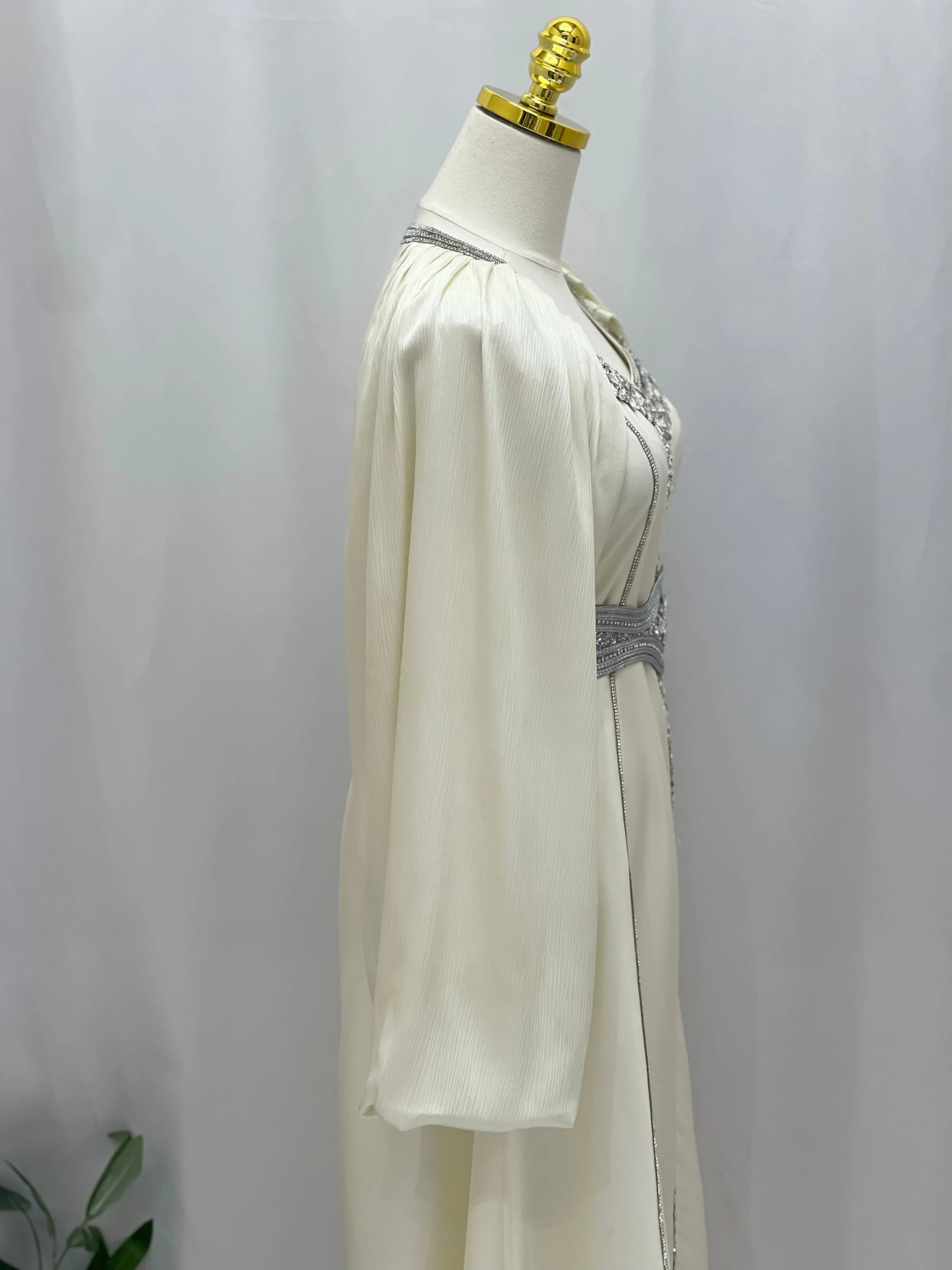 Ameera Fancy Kaftan | Elegant Modest Dress with Belt - Palestinian Elegance