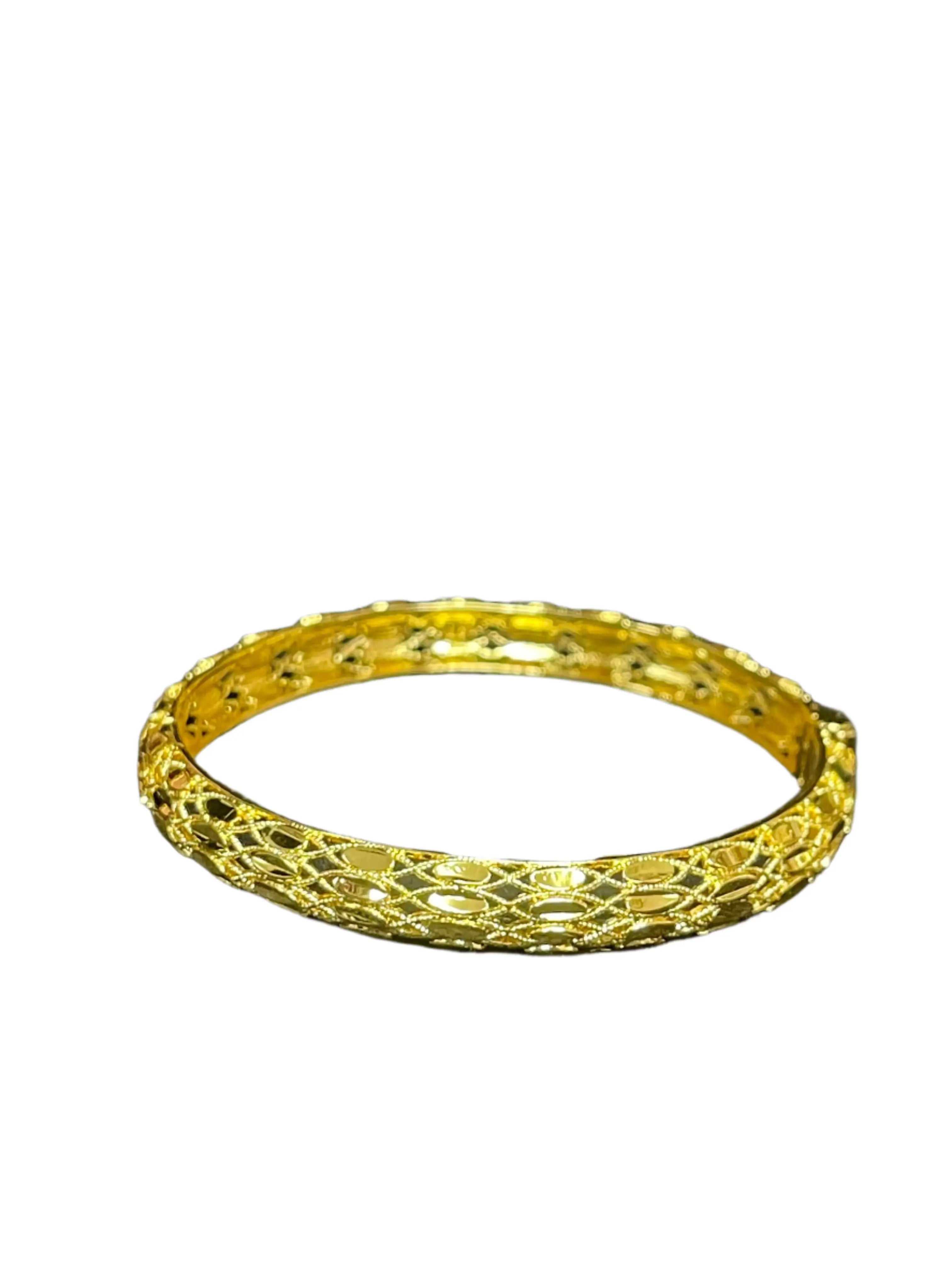 Palestinian Elegance imitation gold bangle bracelet with intricate patterned design
