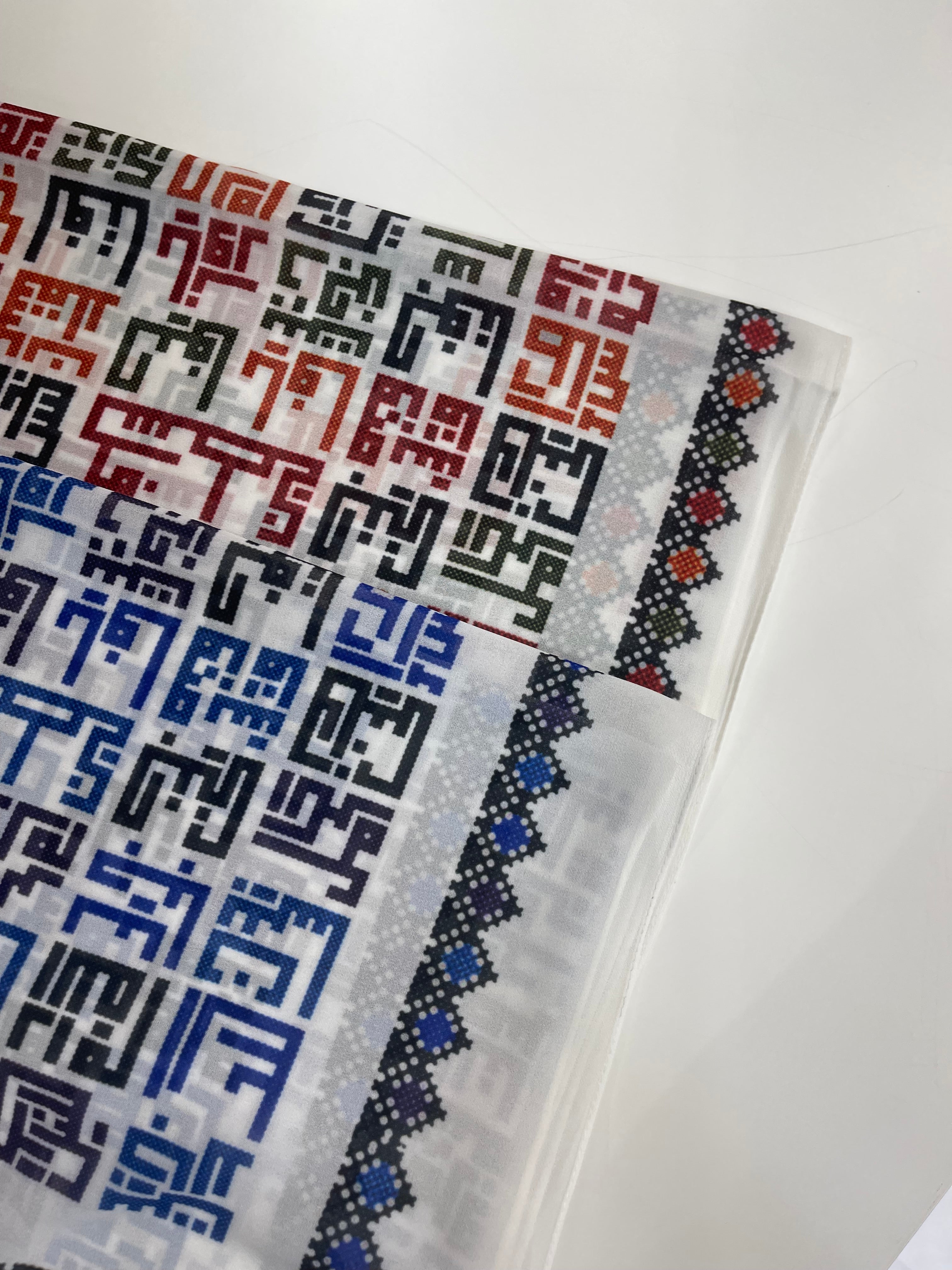 Arabic Lettering Palestine Cities Chiffon Hijab - High Quality Palestinian Elegance