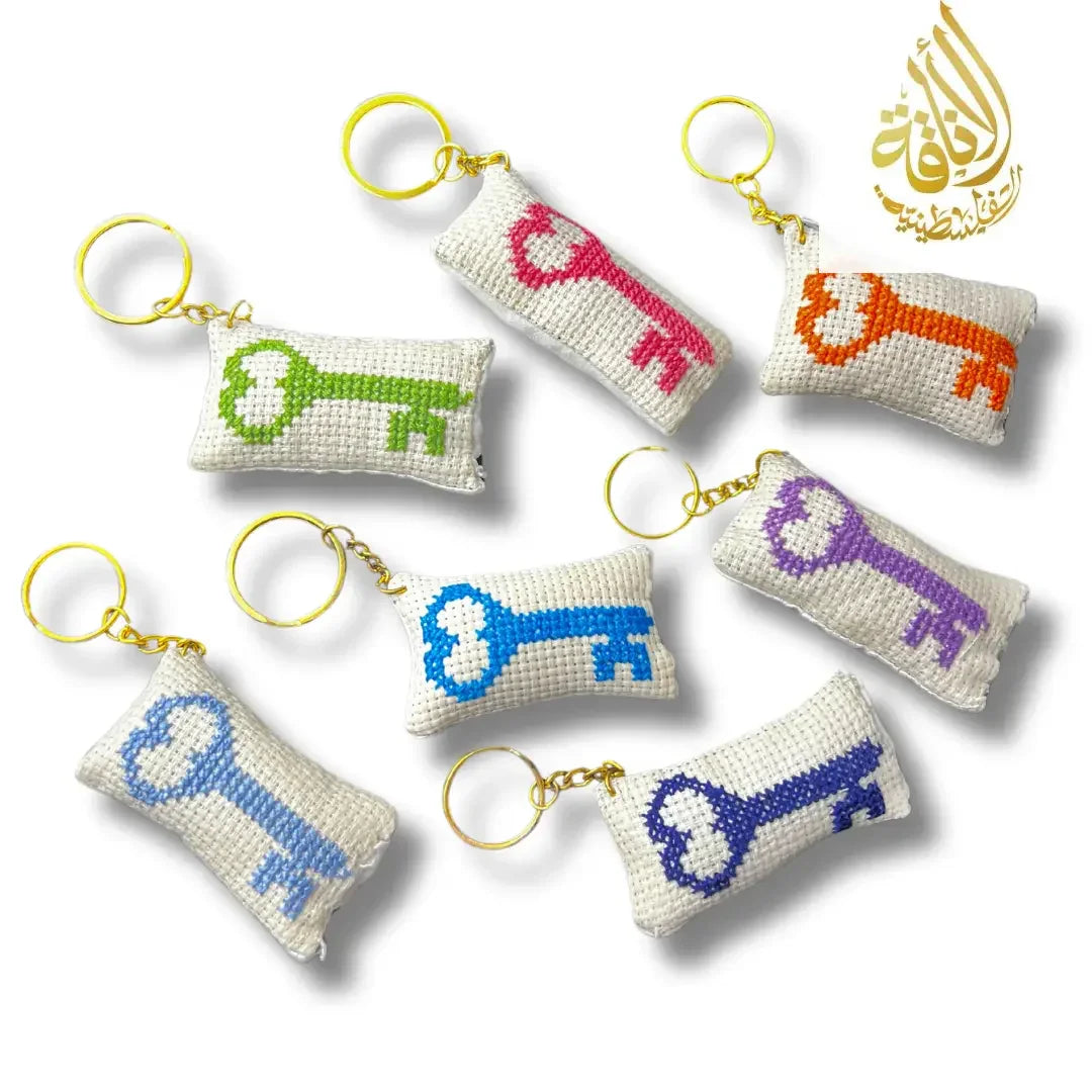 Assorted Key Design Tatreez Plushy Pillow Keychain Accessory Palestinian Elegance