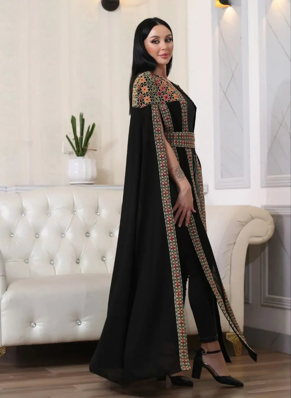Multi-Color Embroidered Star Bisht – Elegant and Stylish Wardrobe Essential Palestinian Elegance