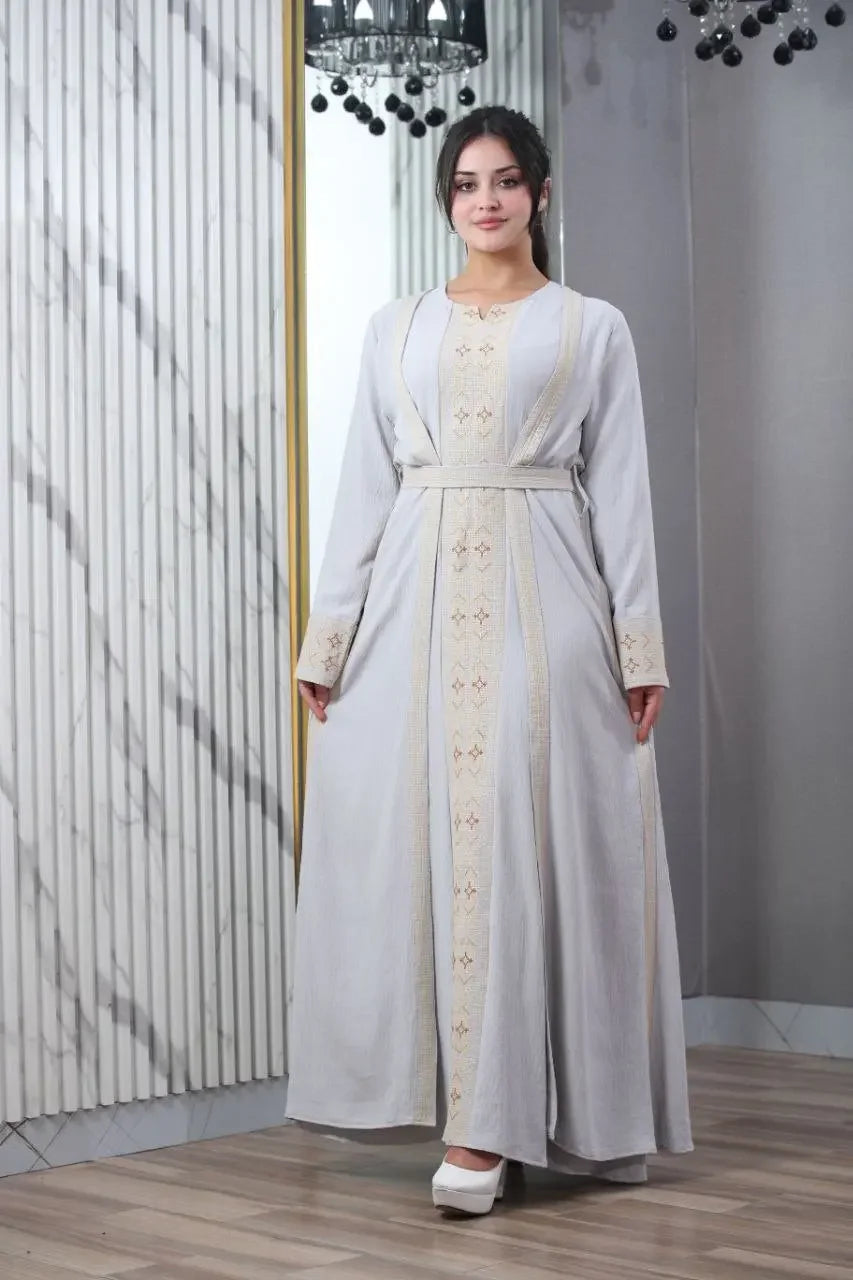 Simple Embroidery 2Pc Abaya: Elegance and Versatility in Modest Fashion Palestinian Elegance