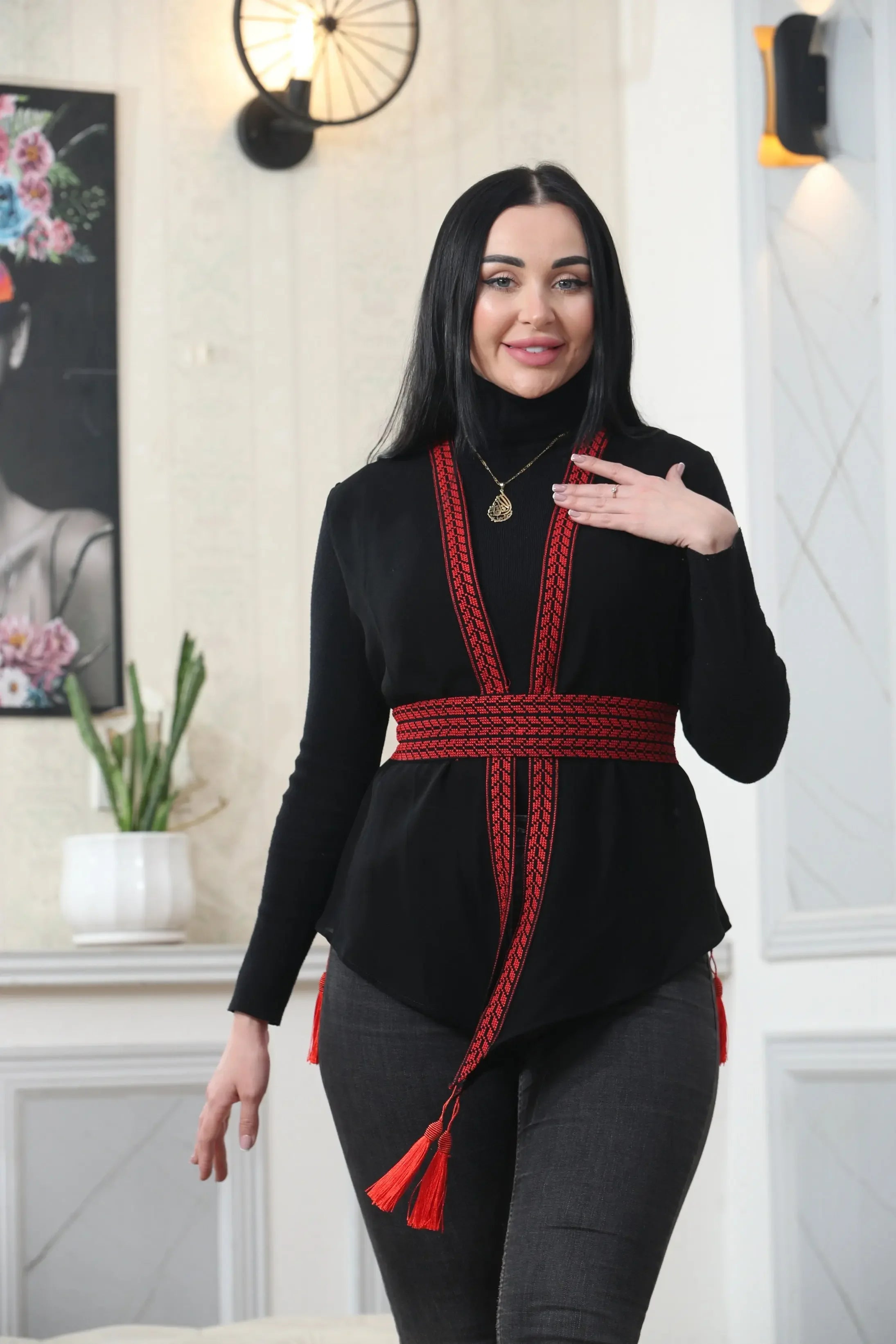 Chiffon Colorful Embroidered Vest - Vibrant & Stylish Layer Palestinian Elegance