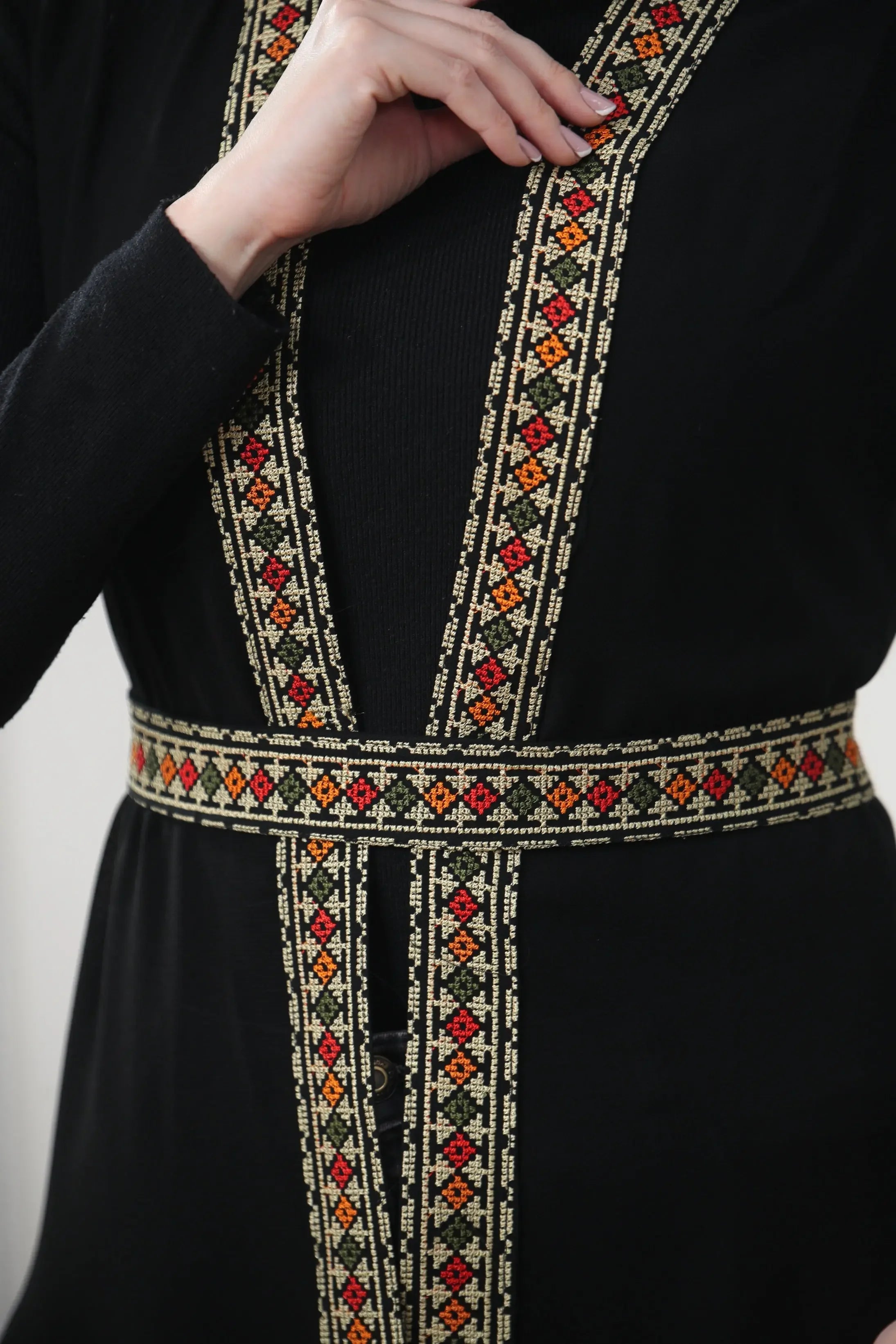 Embroidered Chiffon Vest Palestinian Elegance