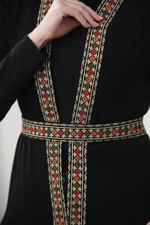 Ethereal Beauty: Embroidered Chiffon Vest for Every Occasion Palestinian Elegance