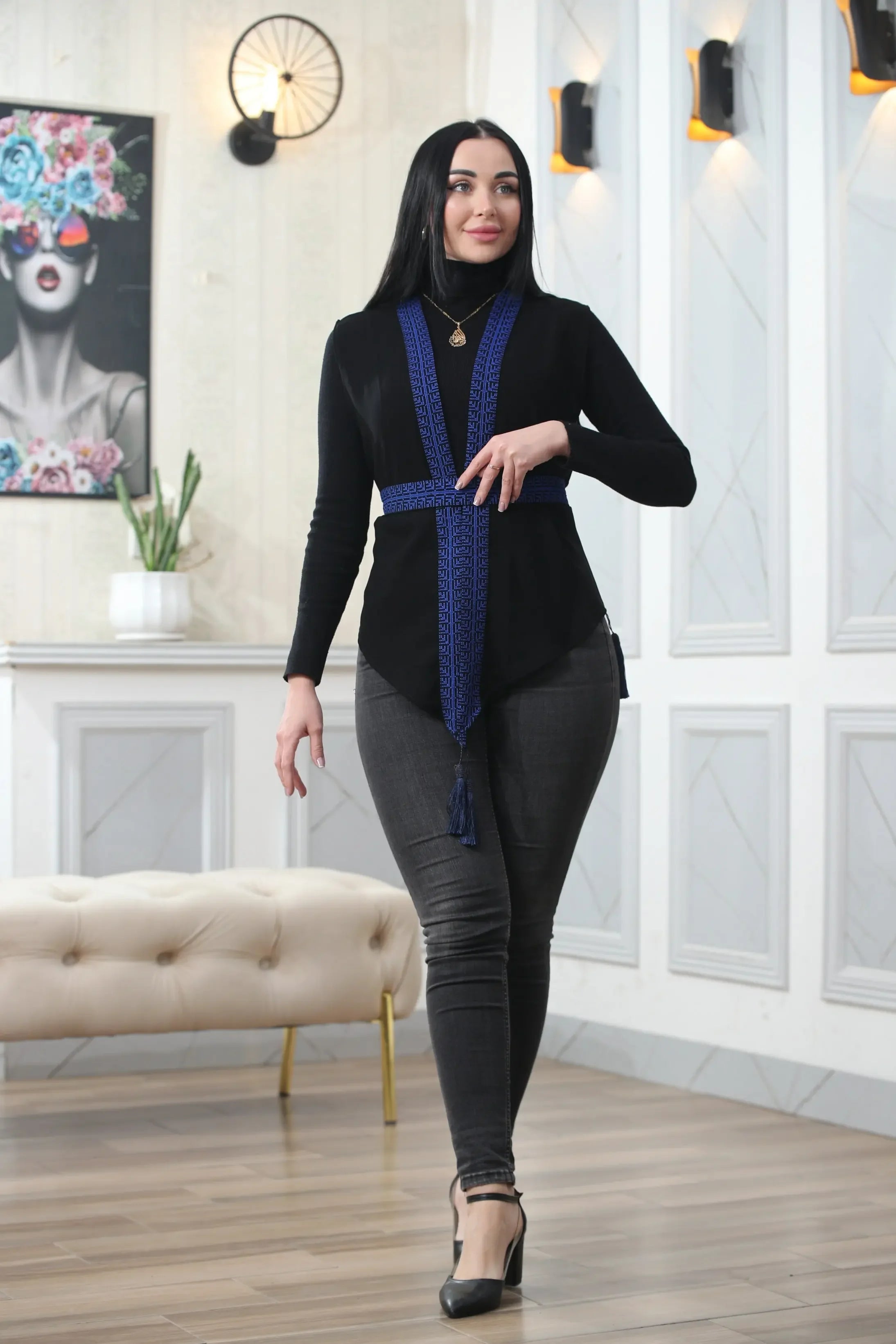 Chiffon Colorful Embroidered Vest - Vibrant & Stylish Layer Palestinian Elegance