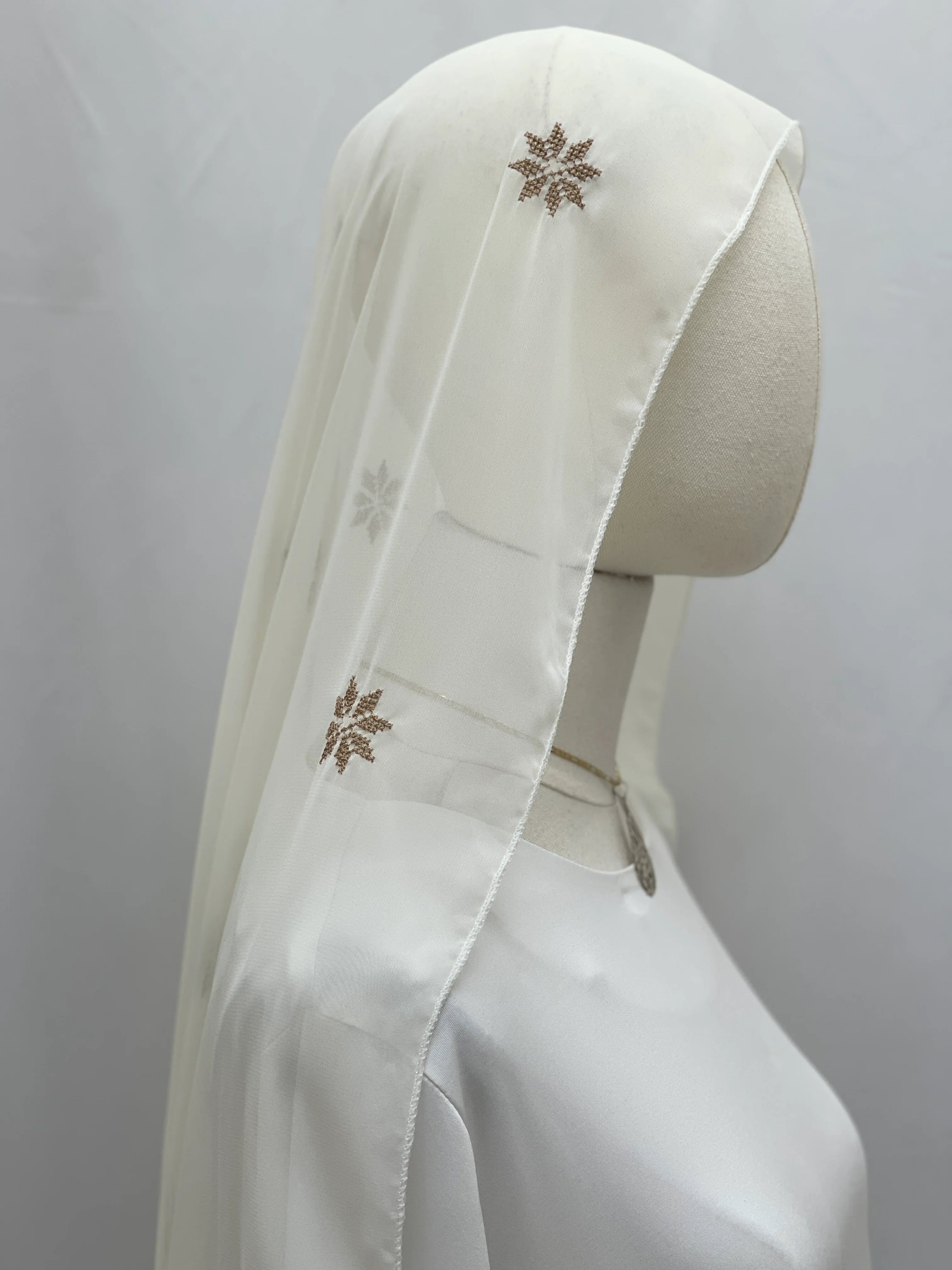 Golden Flowers Fringe Shawl-(Khirka)