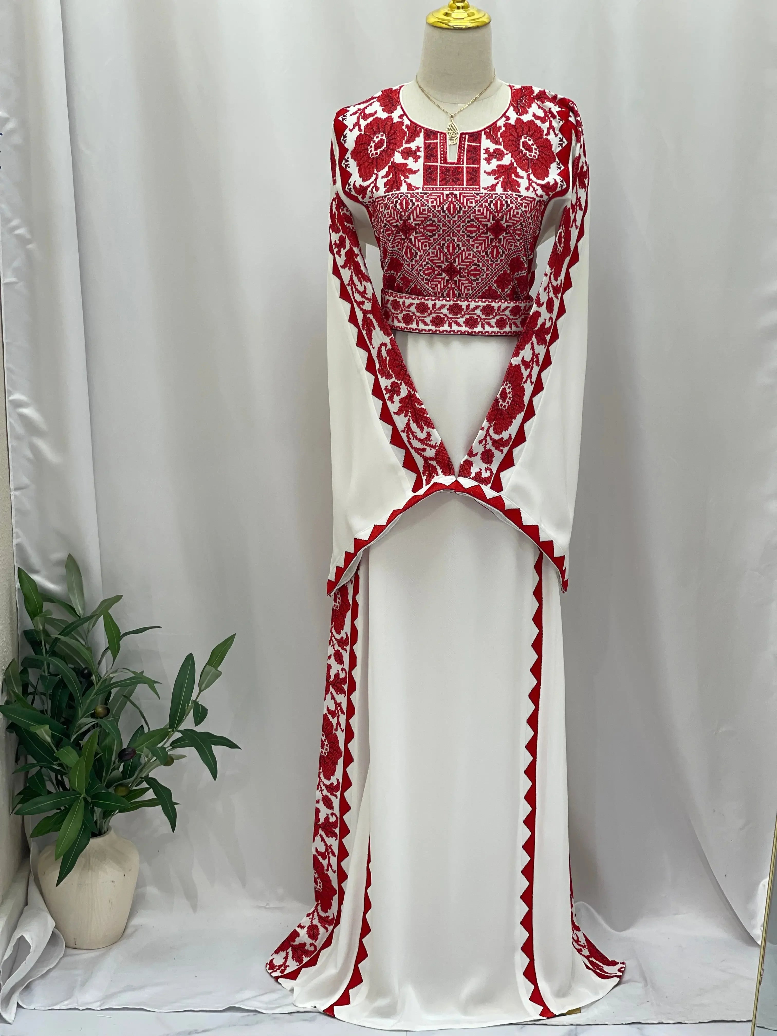 Embroidered Flowers Unique Thoub Palestinian Elegance