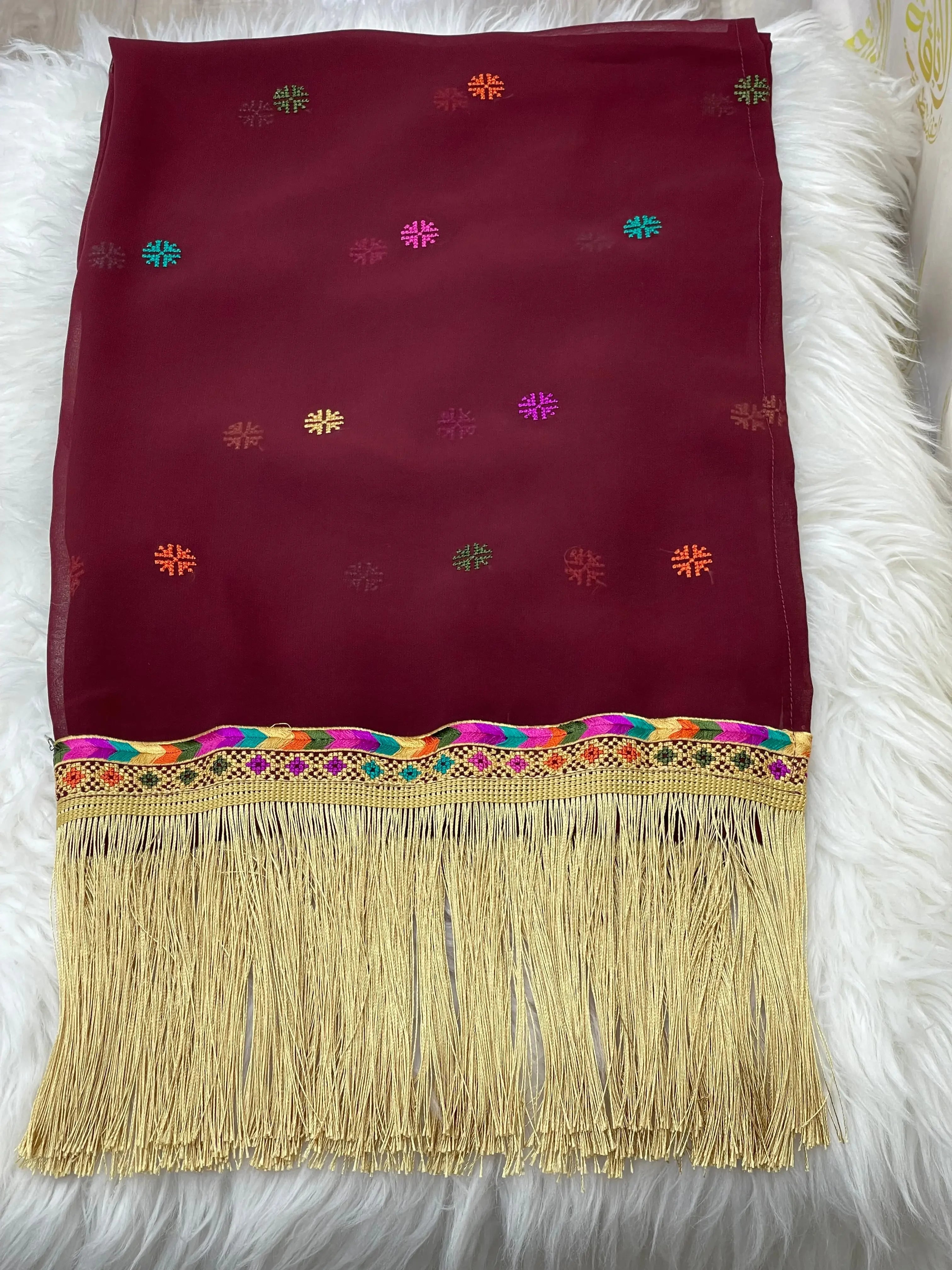 Embroidery Khirka with Tassel: Elegant Design and Versatile Style Palestinian Elegance