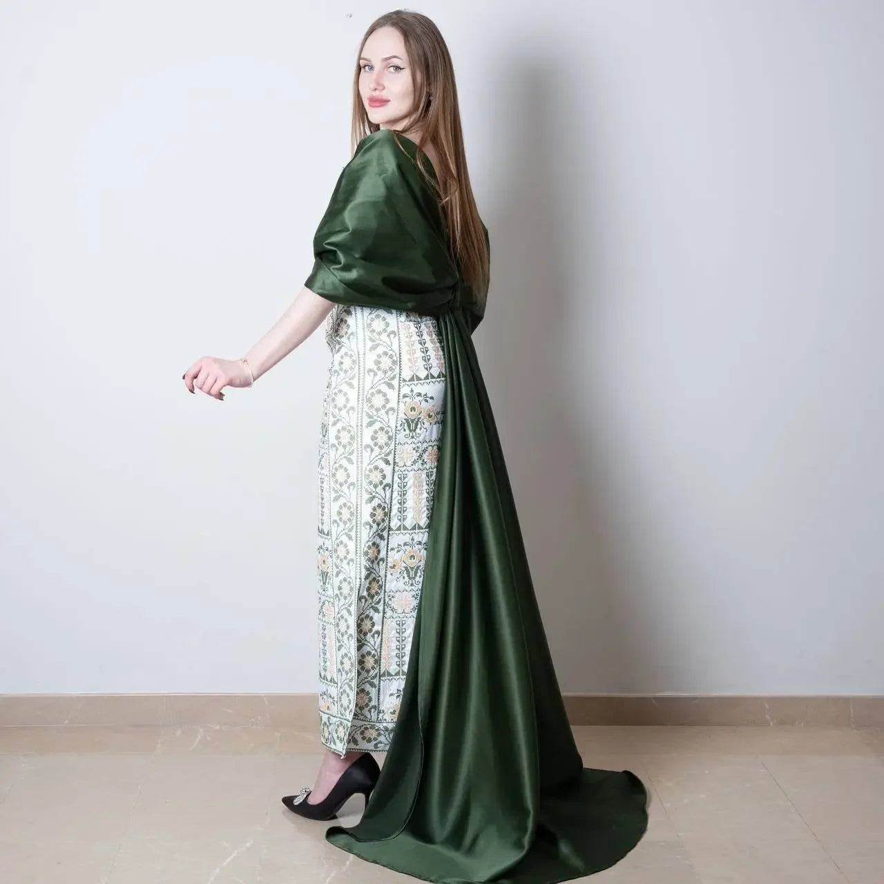 Embroidered Bebiona Dress - Elegant Floral Design for Women Palestinian Elegance