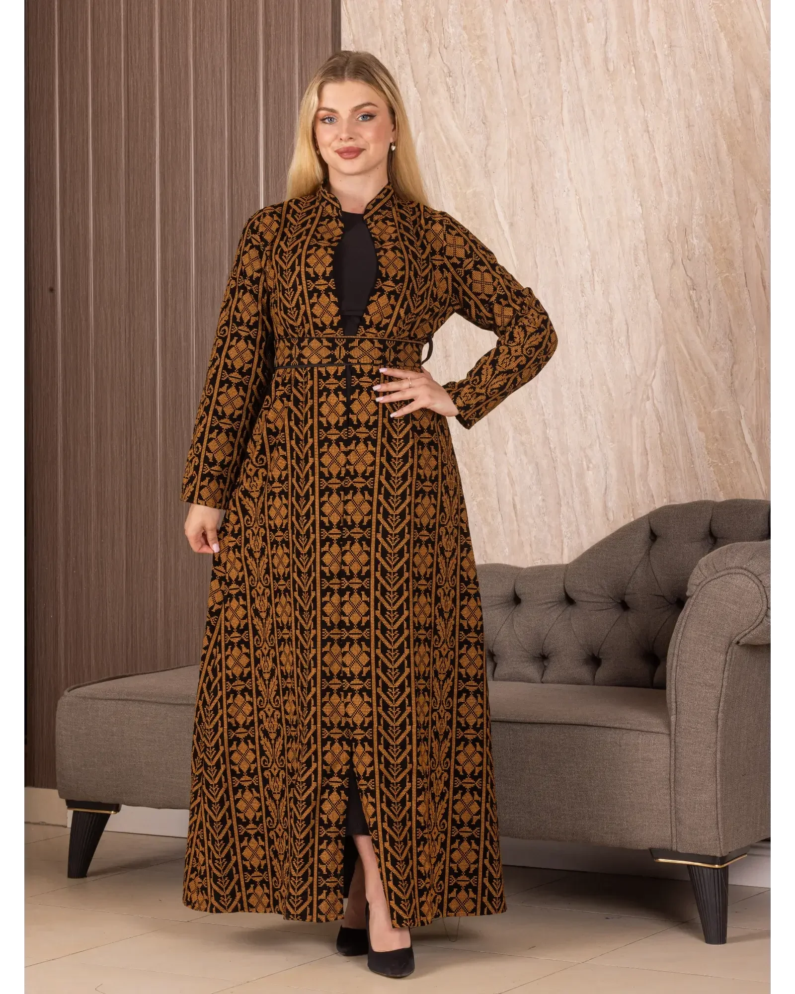 Embroidered Long Cardigan: Elegance and Sophistication Palestinian Elegance