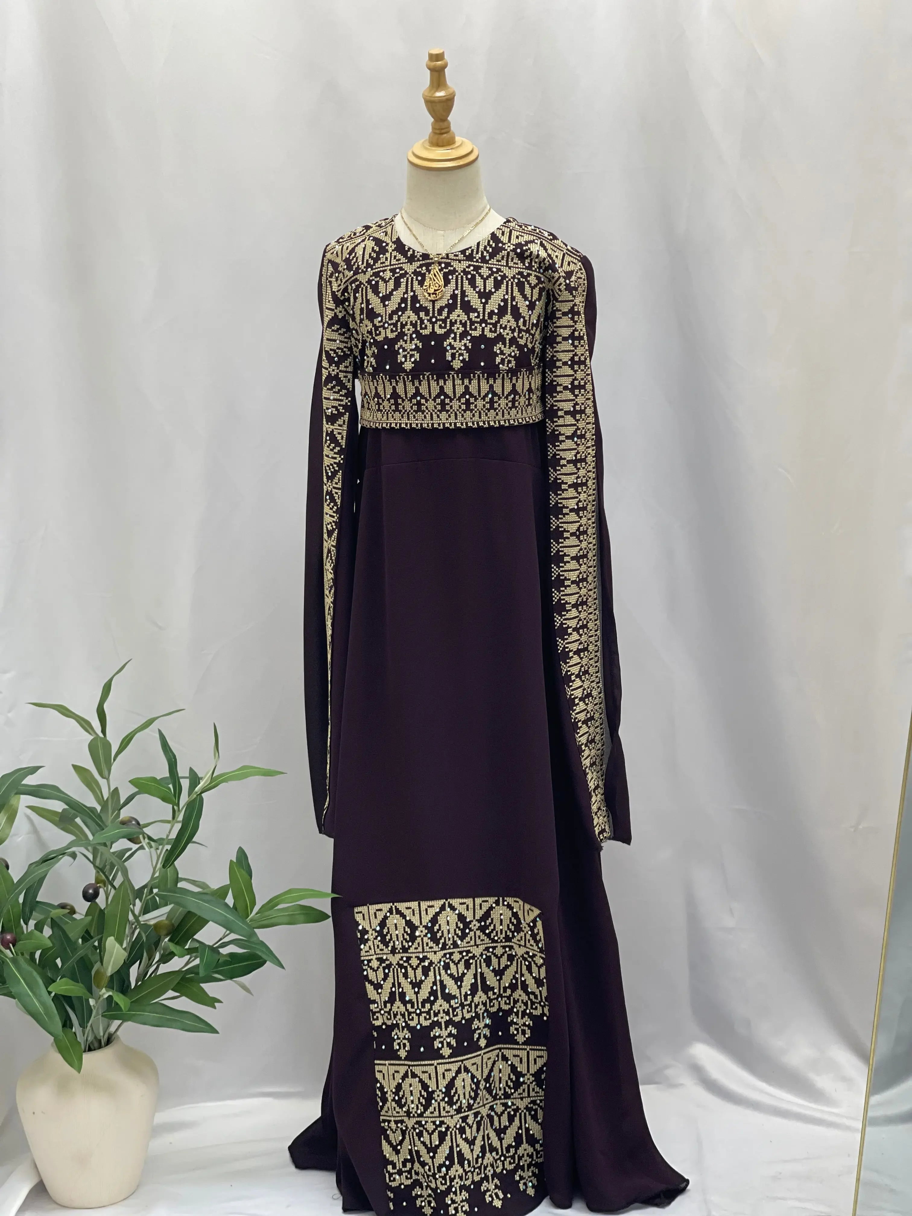 Embroidered Princess Jasmin Dress Palestinian Elegance