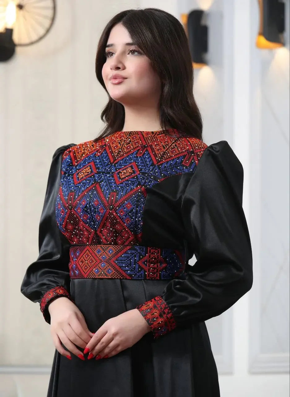 The Dalia Embroidered Dress Palestinian Elegance
