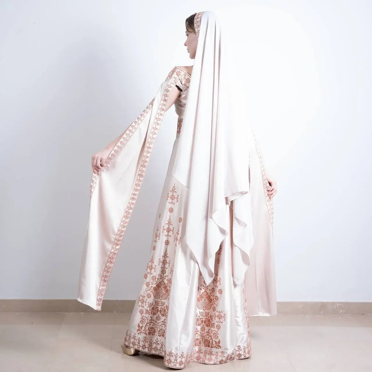 Modern Luxury: The Nada Embroidered Modern Thoub Palestinian Elegance