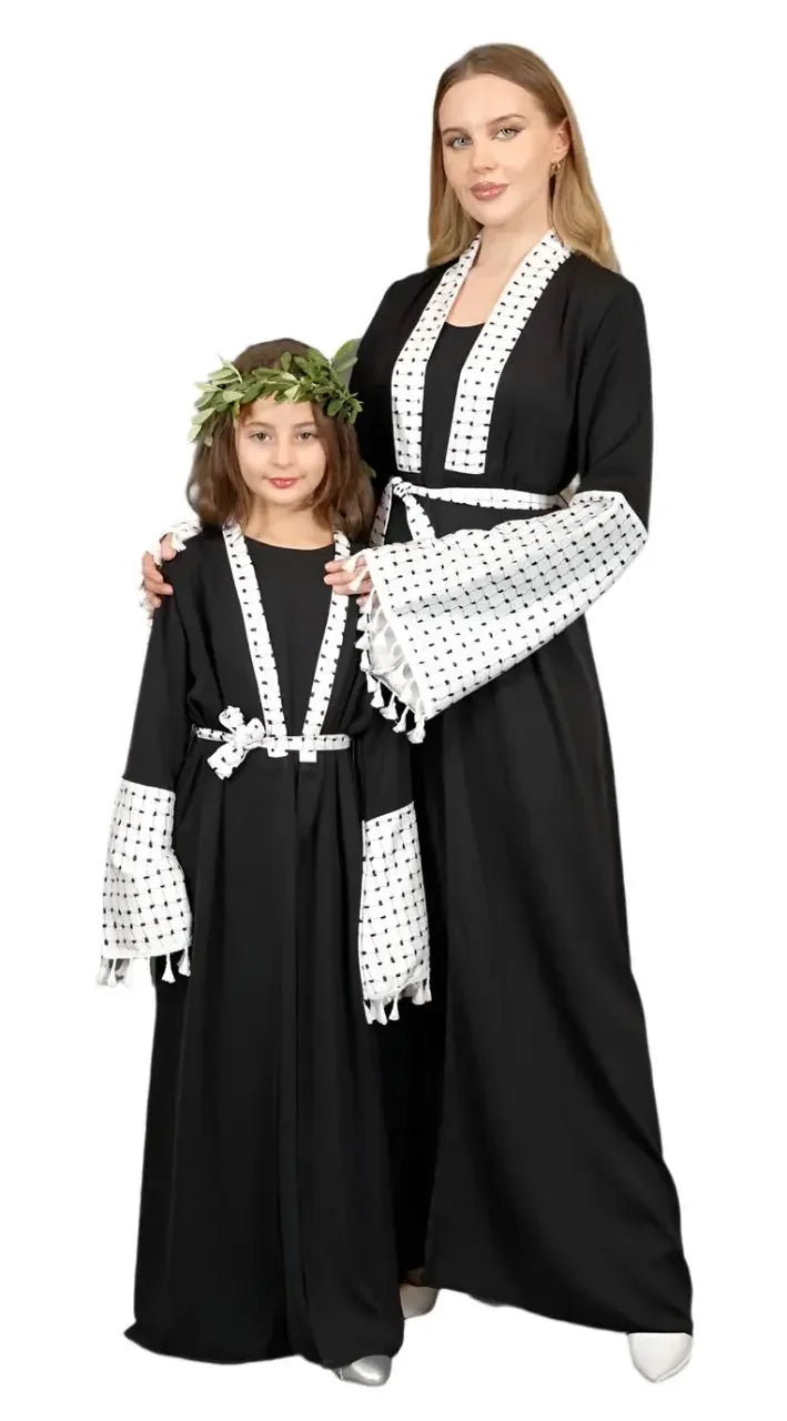 Mom & Me Matching Kuffiyeh Cardigan – Stylish and Comfortable Duo Palestinian Elegance