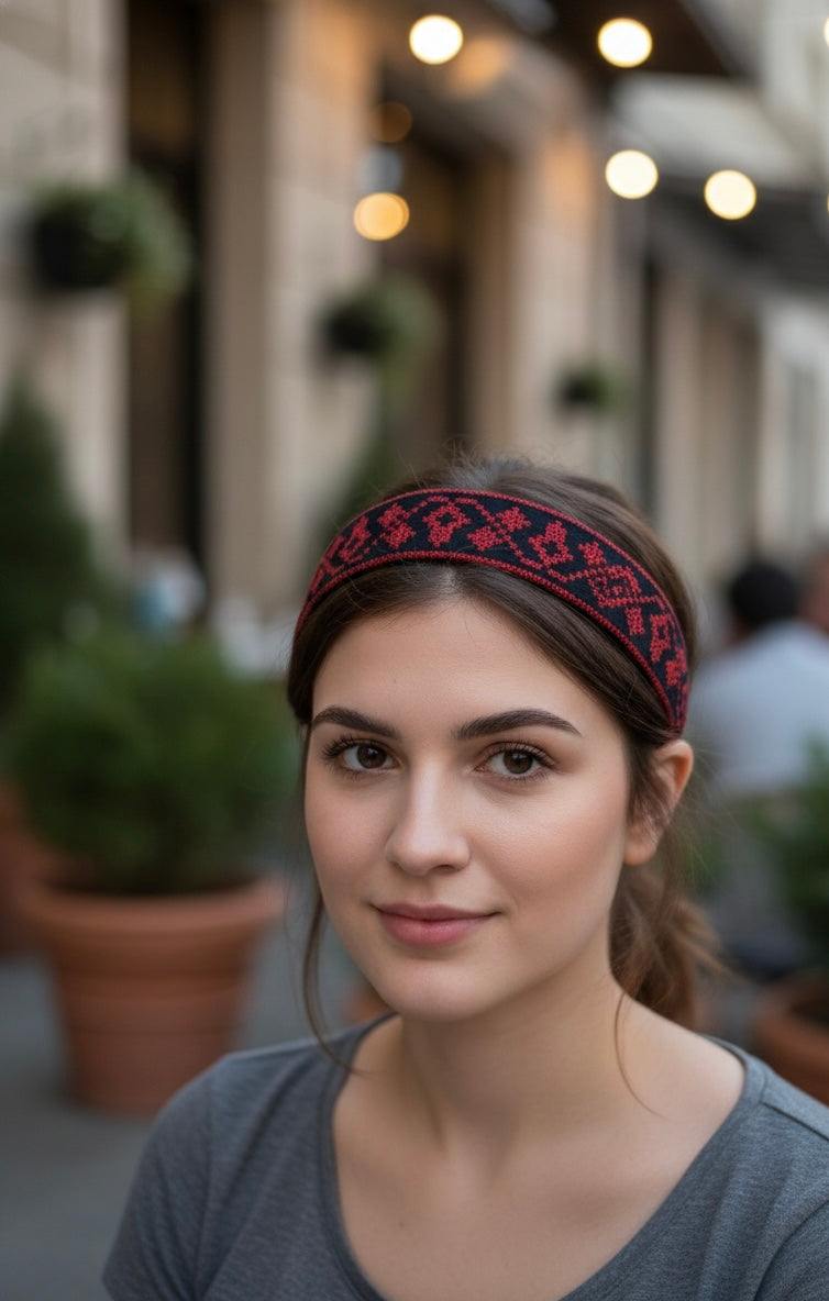 Palestinian Embroidered Headband-featuring classic geometric outfits special occasions.