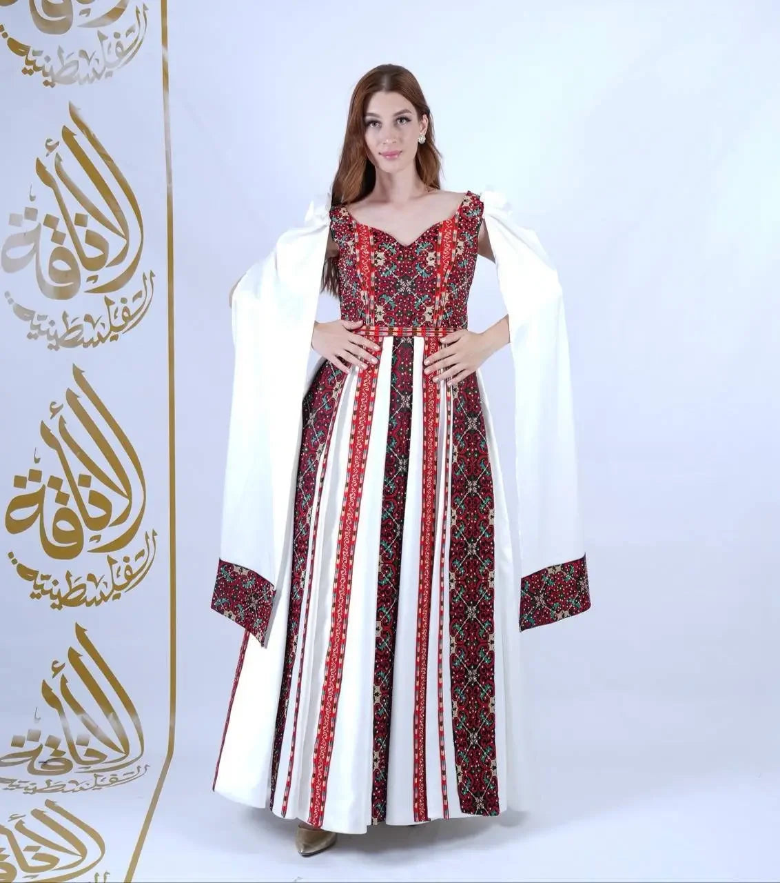Intricate Tatreez Embroidery Ball Gown: Elegance and Cultural Heritage Palestinian Elegance