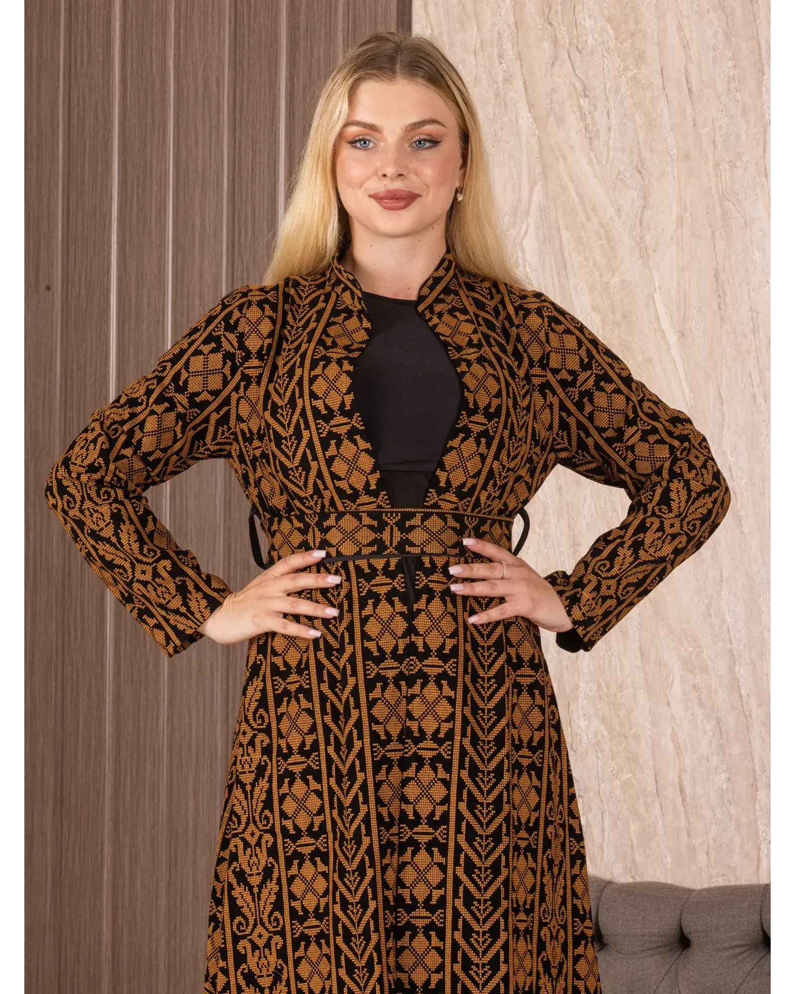 Embroidered Long Cardigan: Elegance and Sophistication Palestinian Elegance