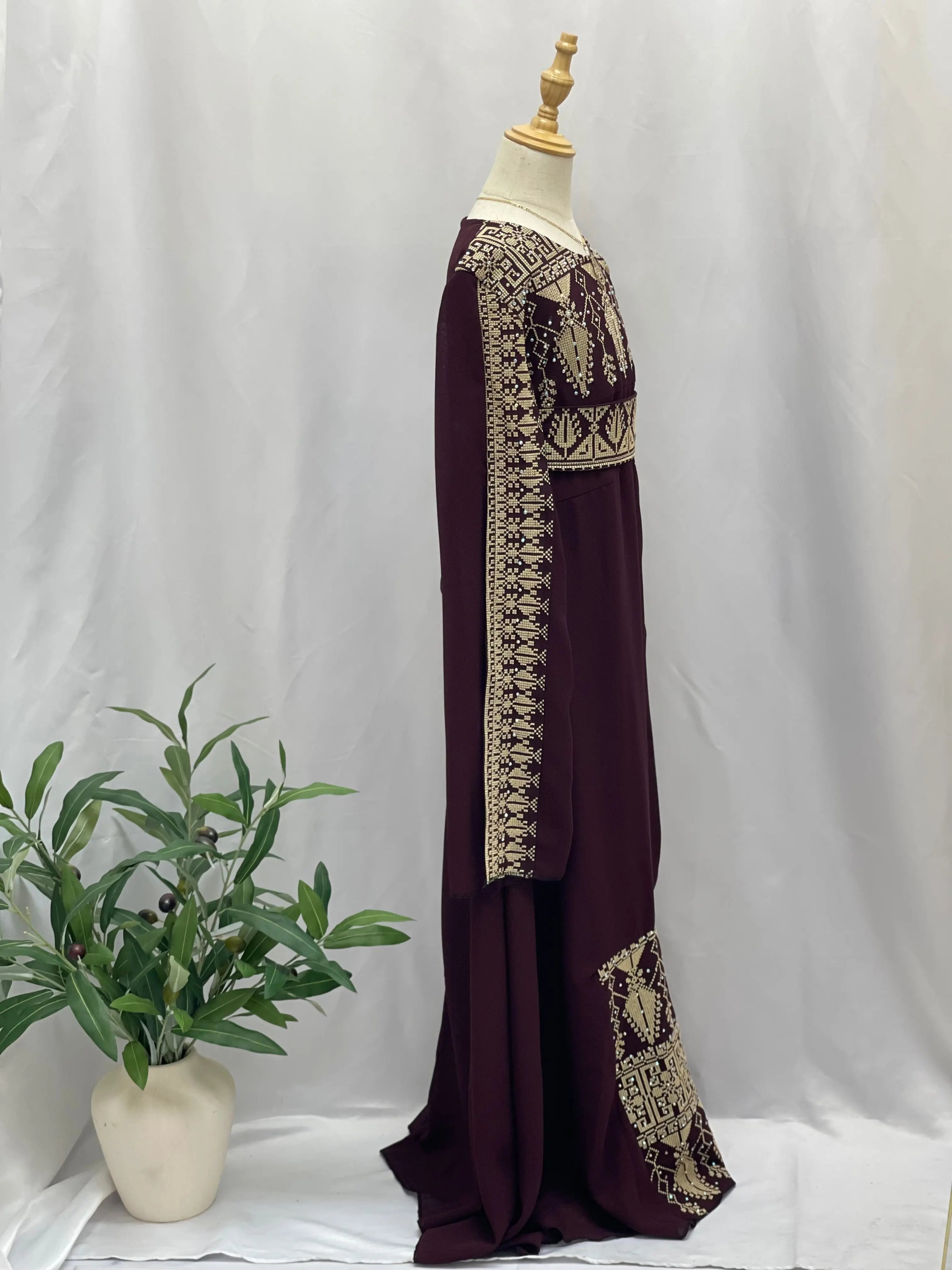 Embroidered Princess Jasmin Dress Palestinian Elegance