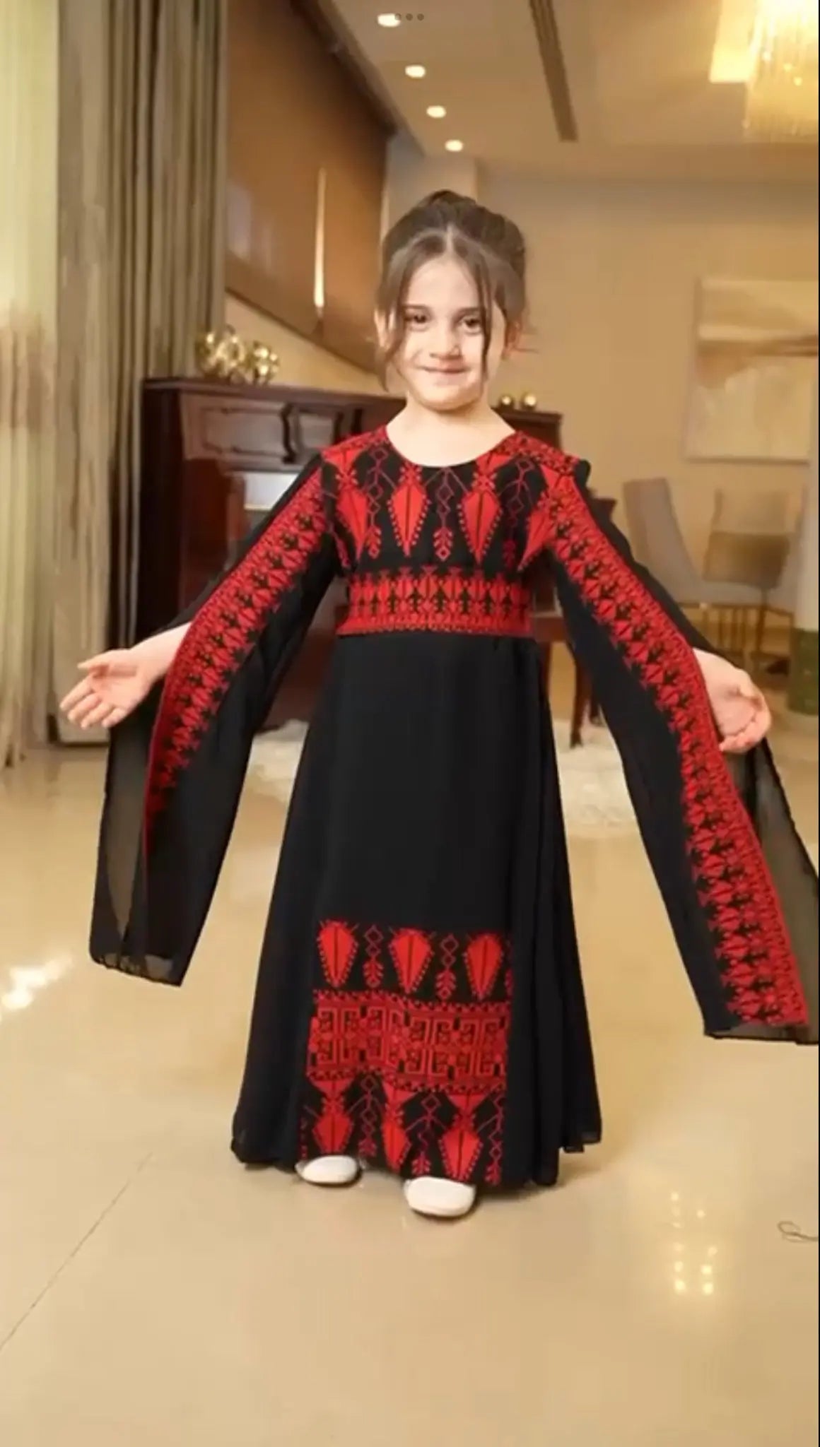 Embroidered Princess Jasmin Dress Palestinian Elegance