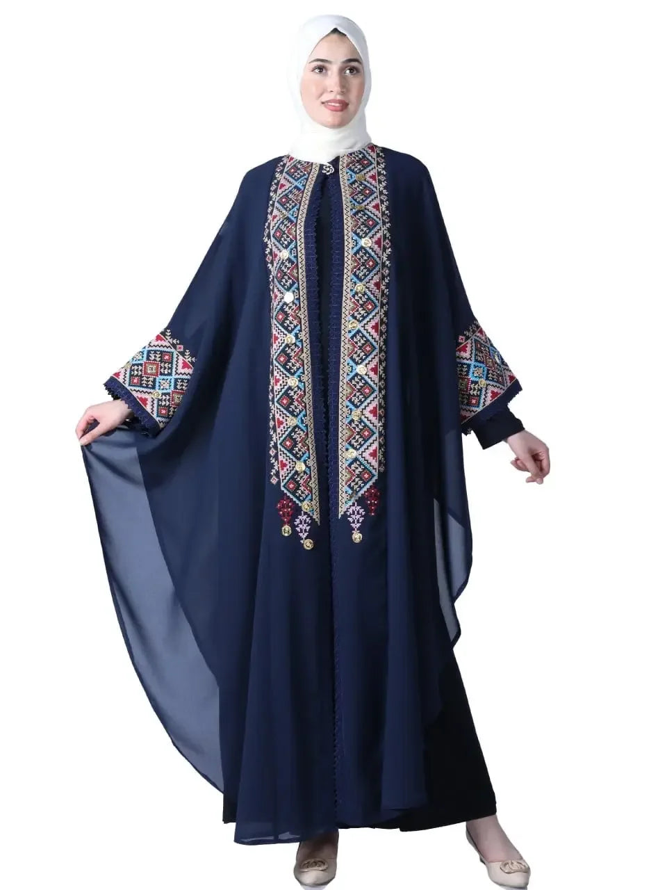 Butterfly Cut Embroidery Kaftan: Unique Elegance and Intricate Design Palestinian Elegance