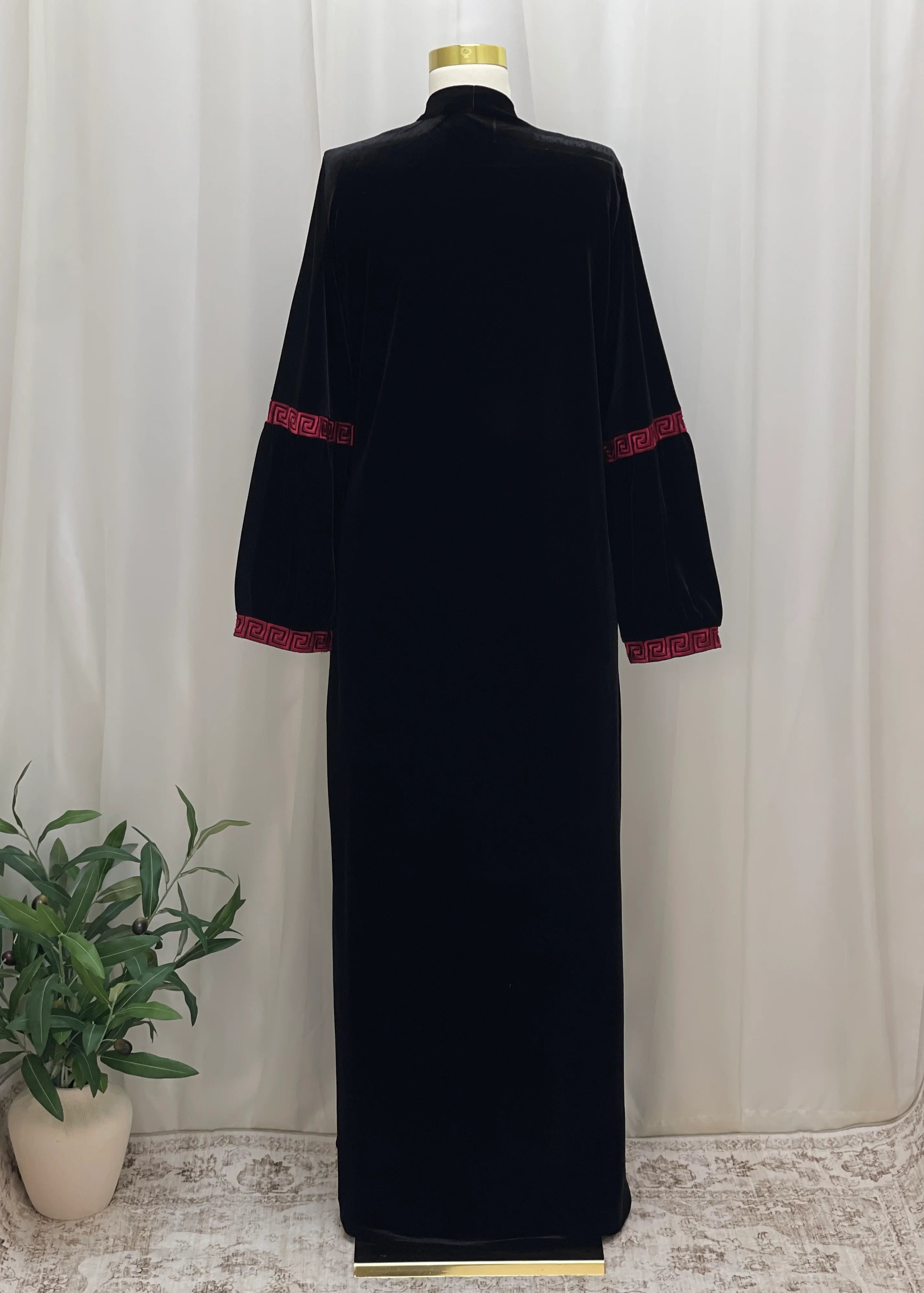 Aurelia Velvet Abaya-is a refined statement piece crafted from soft