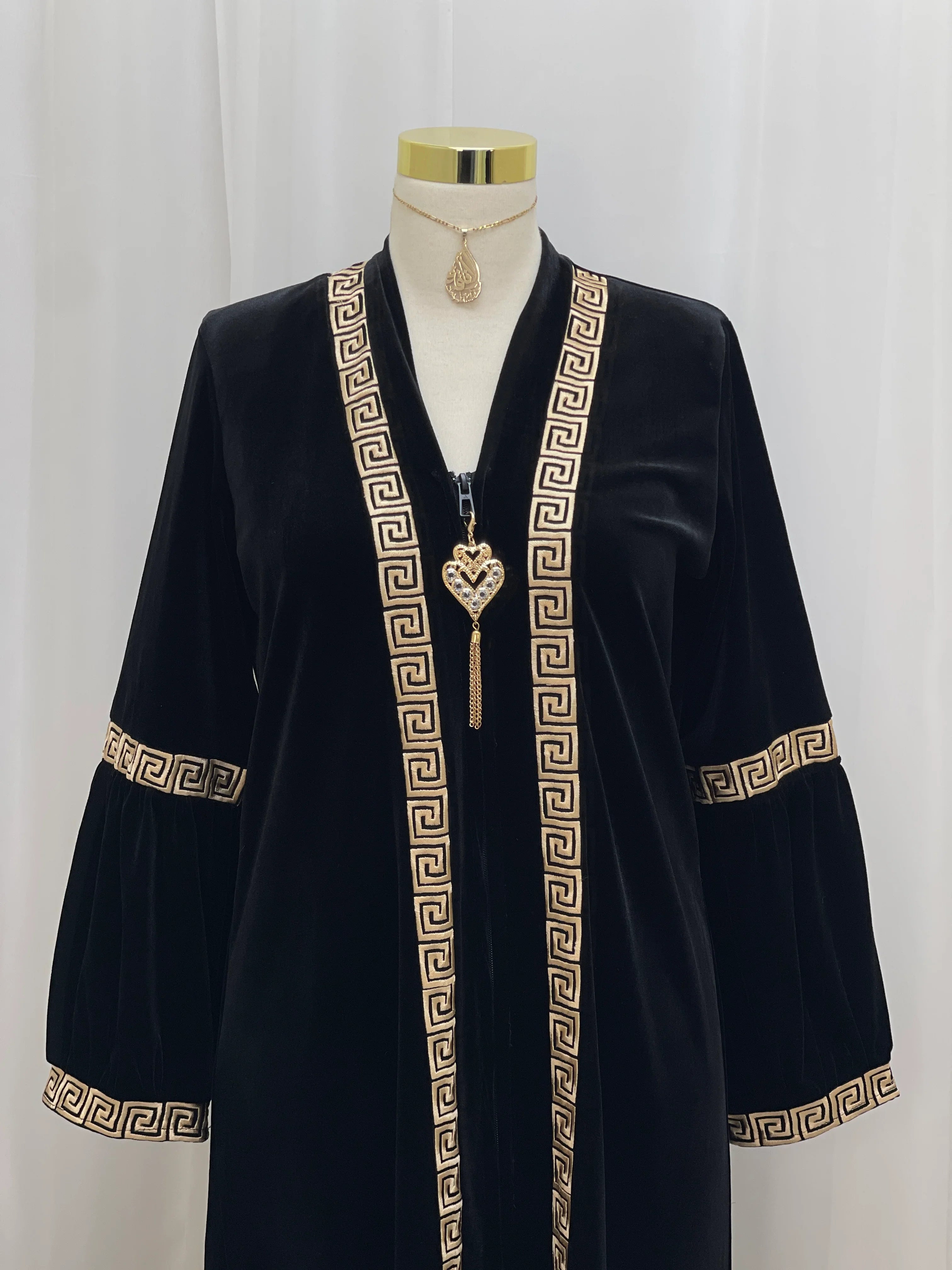 Aurelia Velvet Abaya-is a refined statement piece crafted from soft
