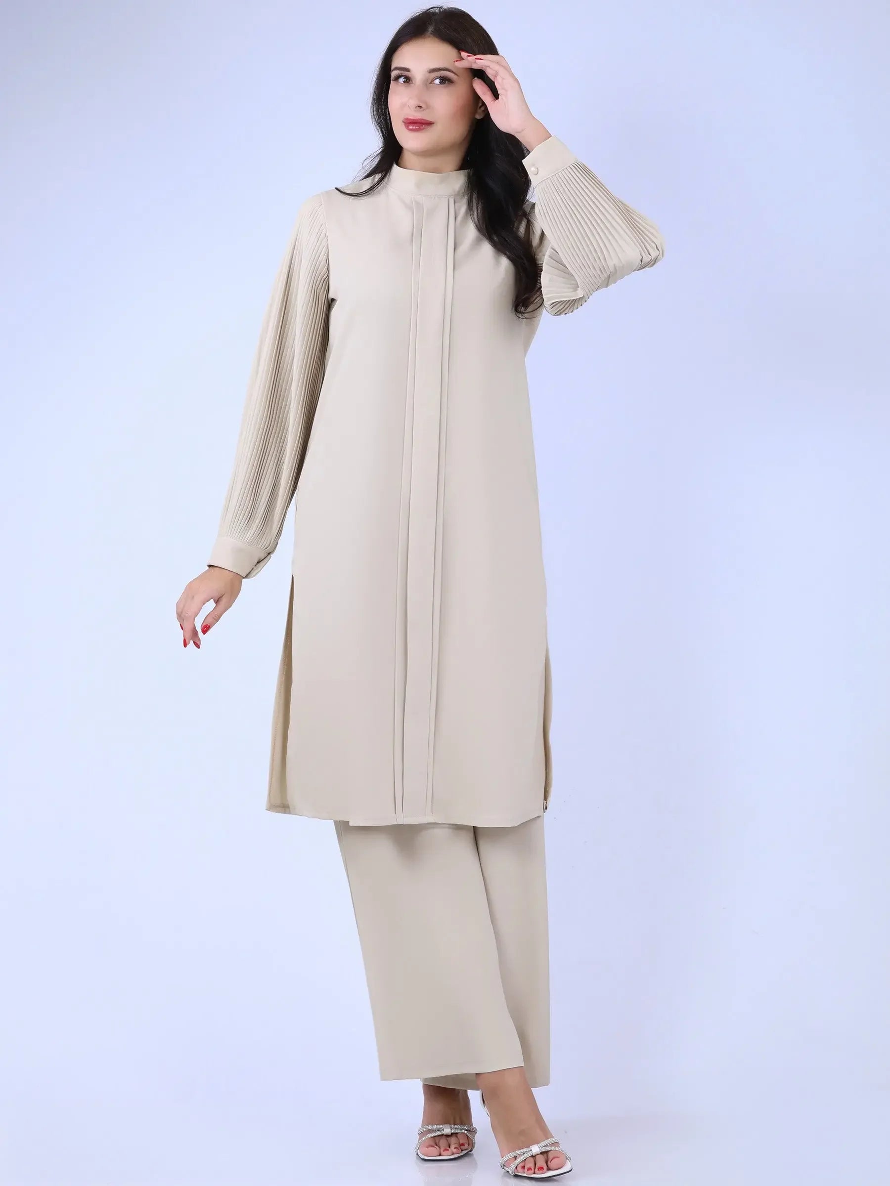 Unique Drop Shirt & Wide Leg Pant Set: Stylish Comfort and Sophistication Palestinian Elegance