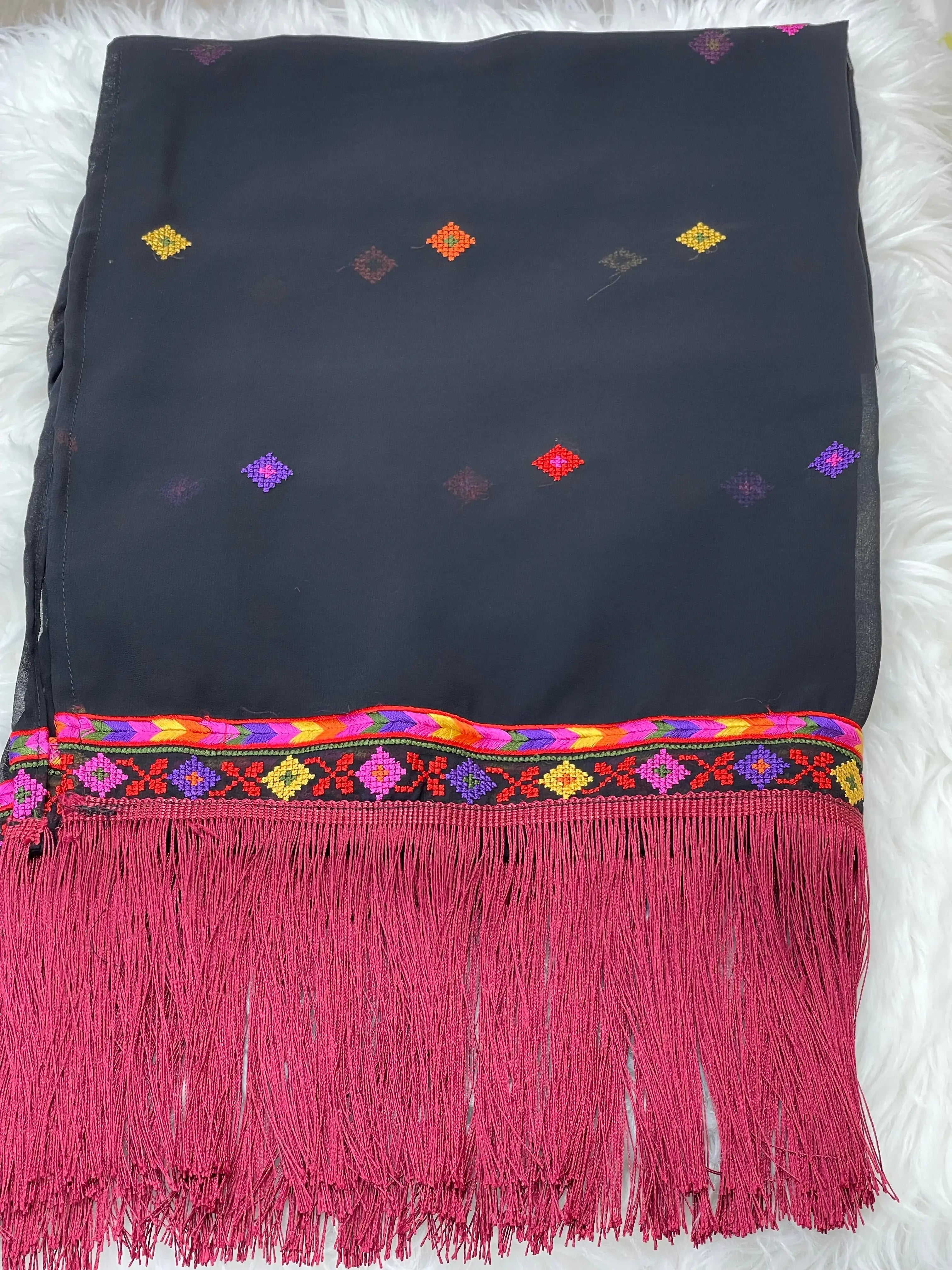 Embroidery Khirka with Tassel: Elegant Design and Versatile Style Palestinian Elegance