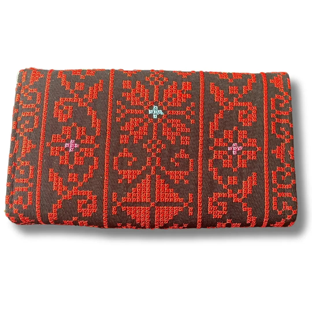 Stylish 2 Zipper Large Embroidered Wallet - Elegant & Functional Design Palestinian Elegance