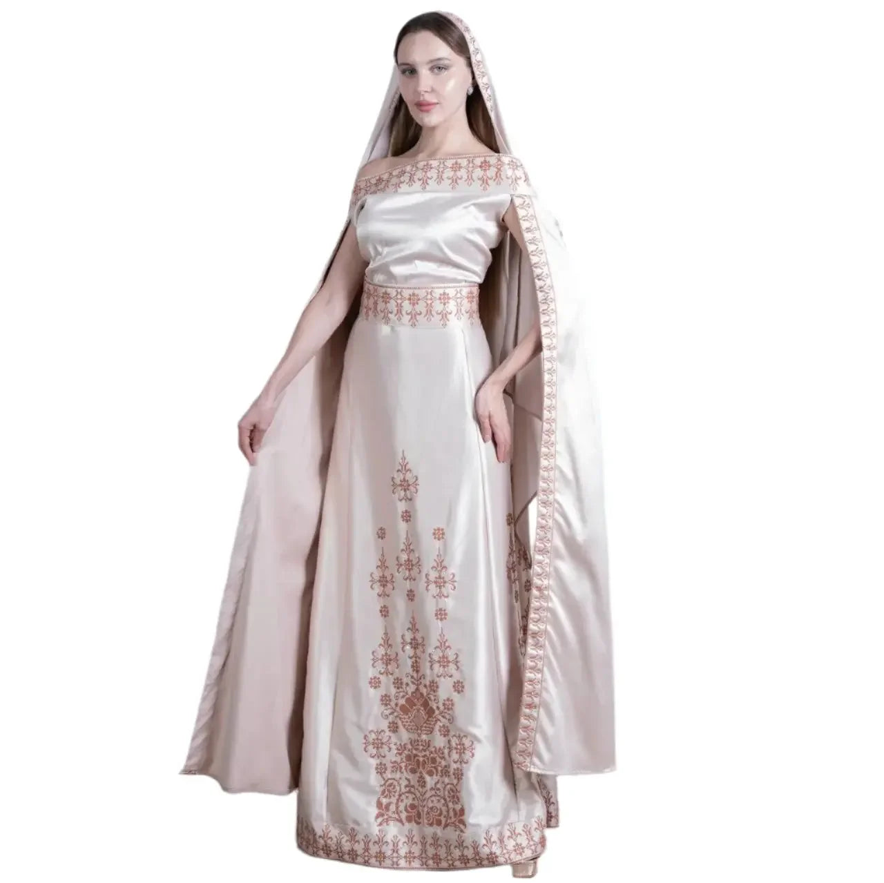 Modern Luxury: The Nada Embroidered Modern Thoub Palestinian Elegance