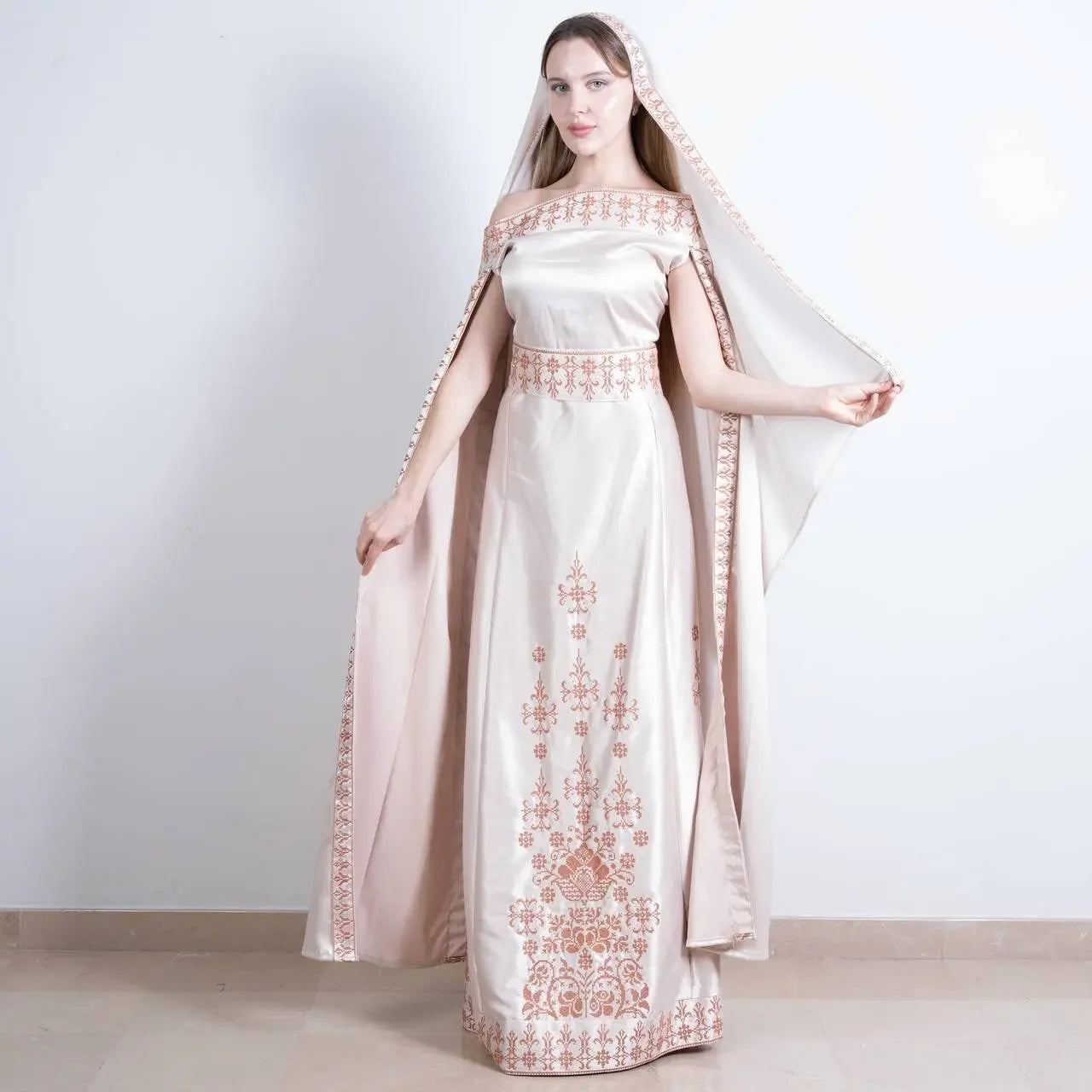 Modern Luxury: The Nada Embroidered Modern Thoub Palestinian Elegance