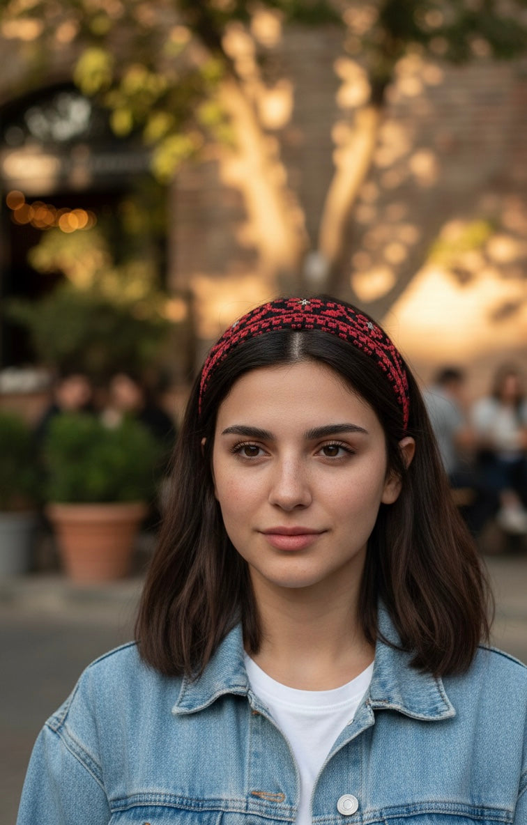 Palestinian Embroidered Headband-featuring classic geometric outfits special occasions.