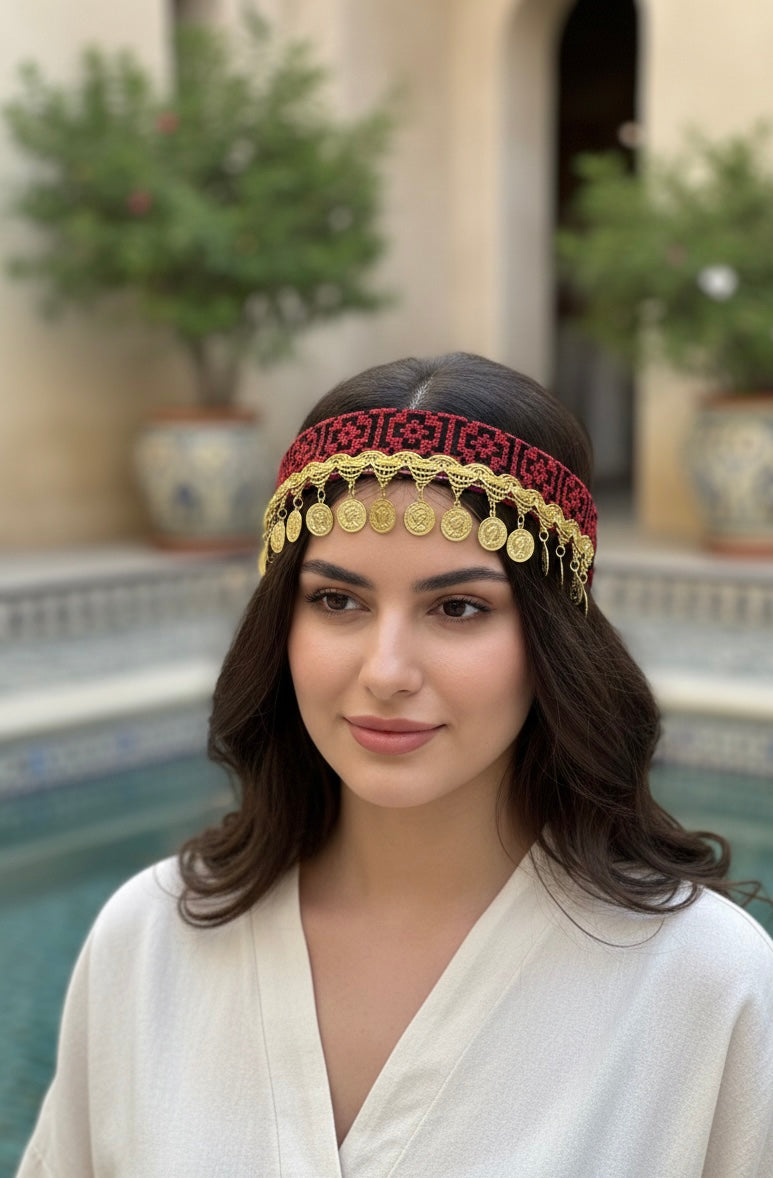 Golden Heritage Coin Headband - Palestinian Elegance
