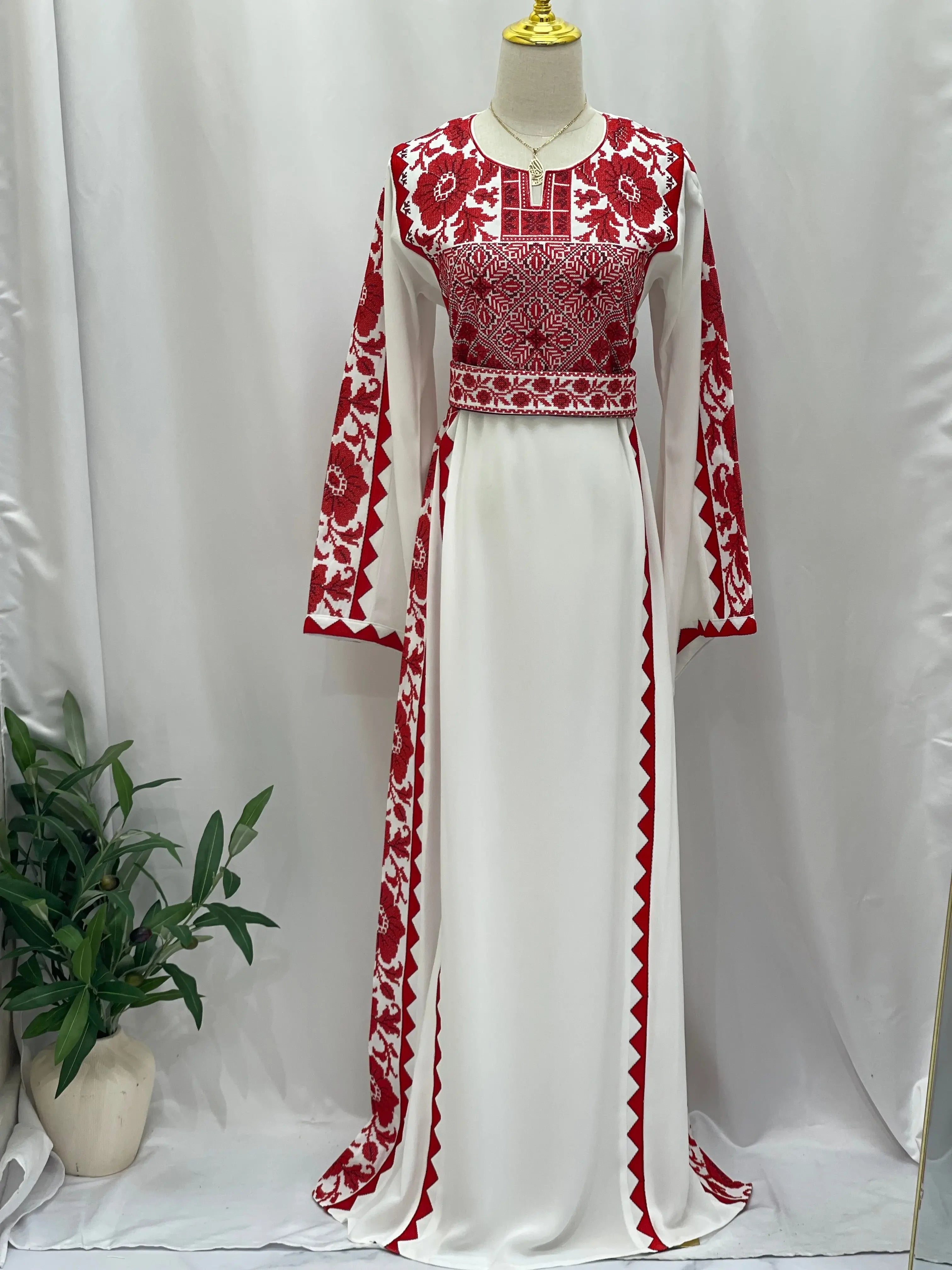 Embroidered Flowers Unique Thoub Palestinian Elegance