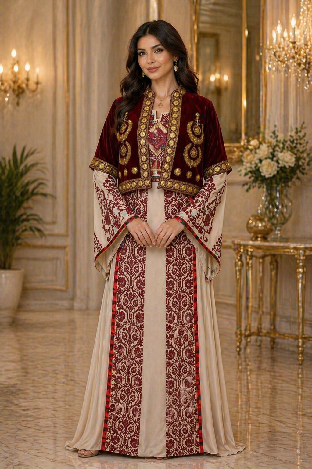 Short Velvet Taqsireh Jacket – Gold Qasab Embroidery