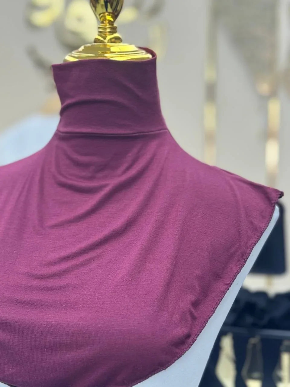 Palestinian Elegance maroon Cotton Lightweight Turtle Neck dickey for modest layering and light warmth