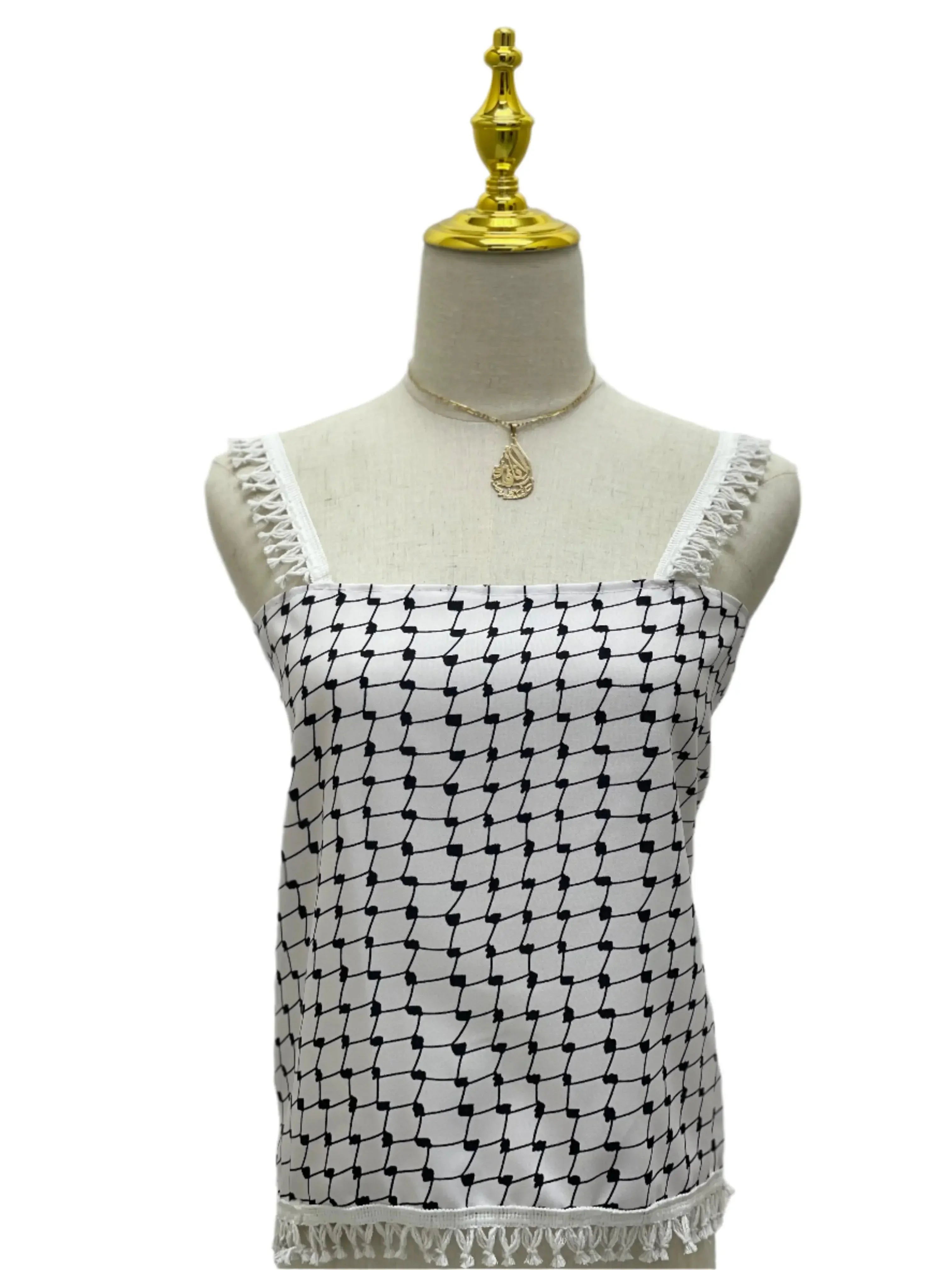Cultural Fusion Bundle: Original Kuffiyeh & White Kuffiyeh Smagh Cropped Top Palestinian Elegance