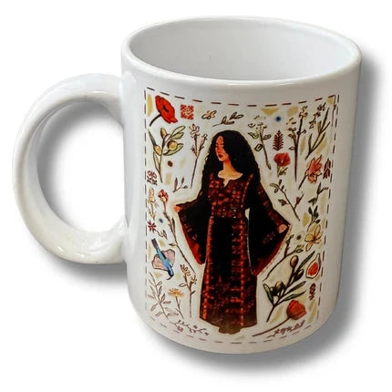 Cup with Women Wearing Dress Design Palestinian Elegance