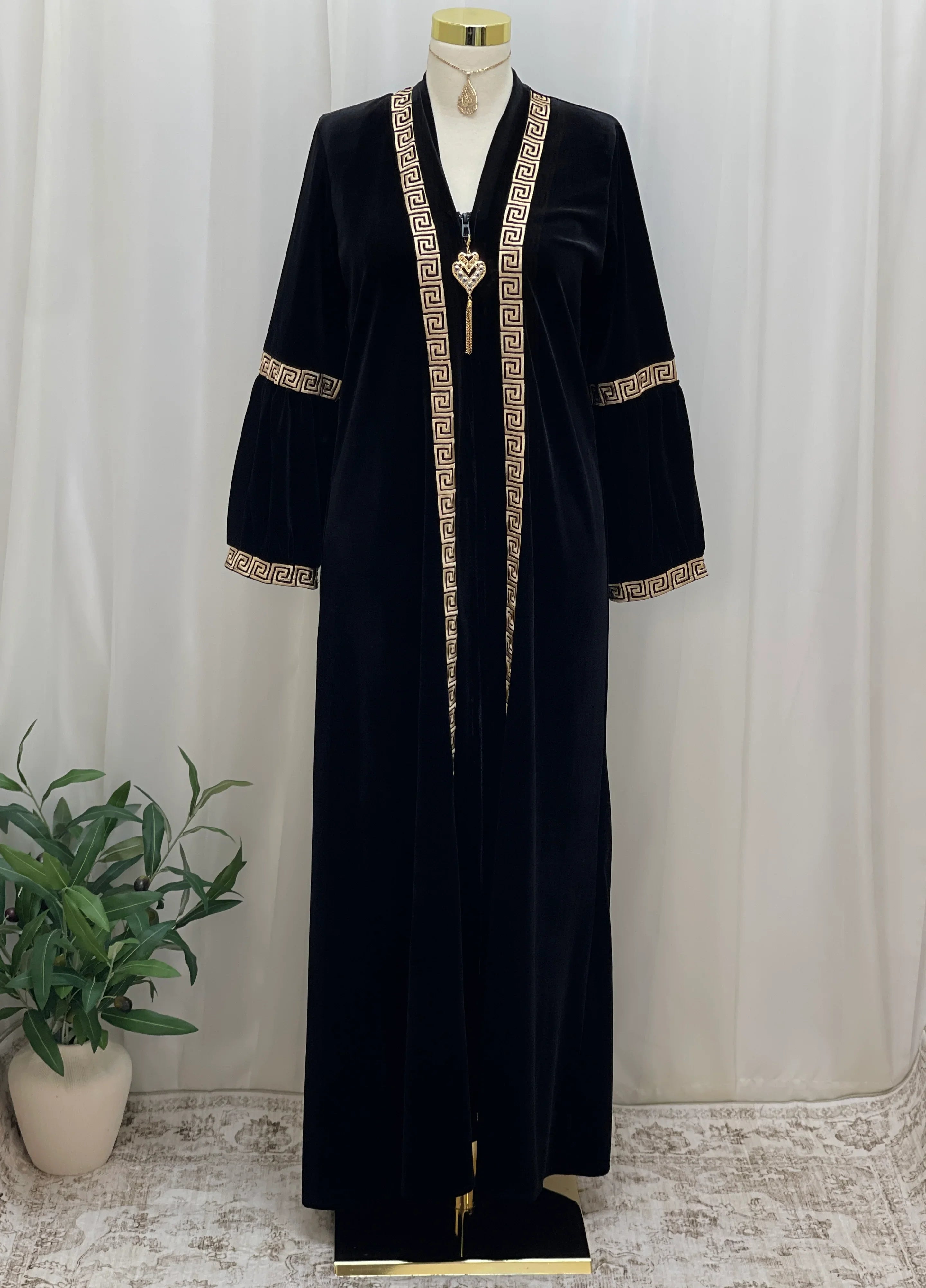 Aurelia Velvet Abaya-is a refined statement piece crafted from soft