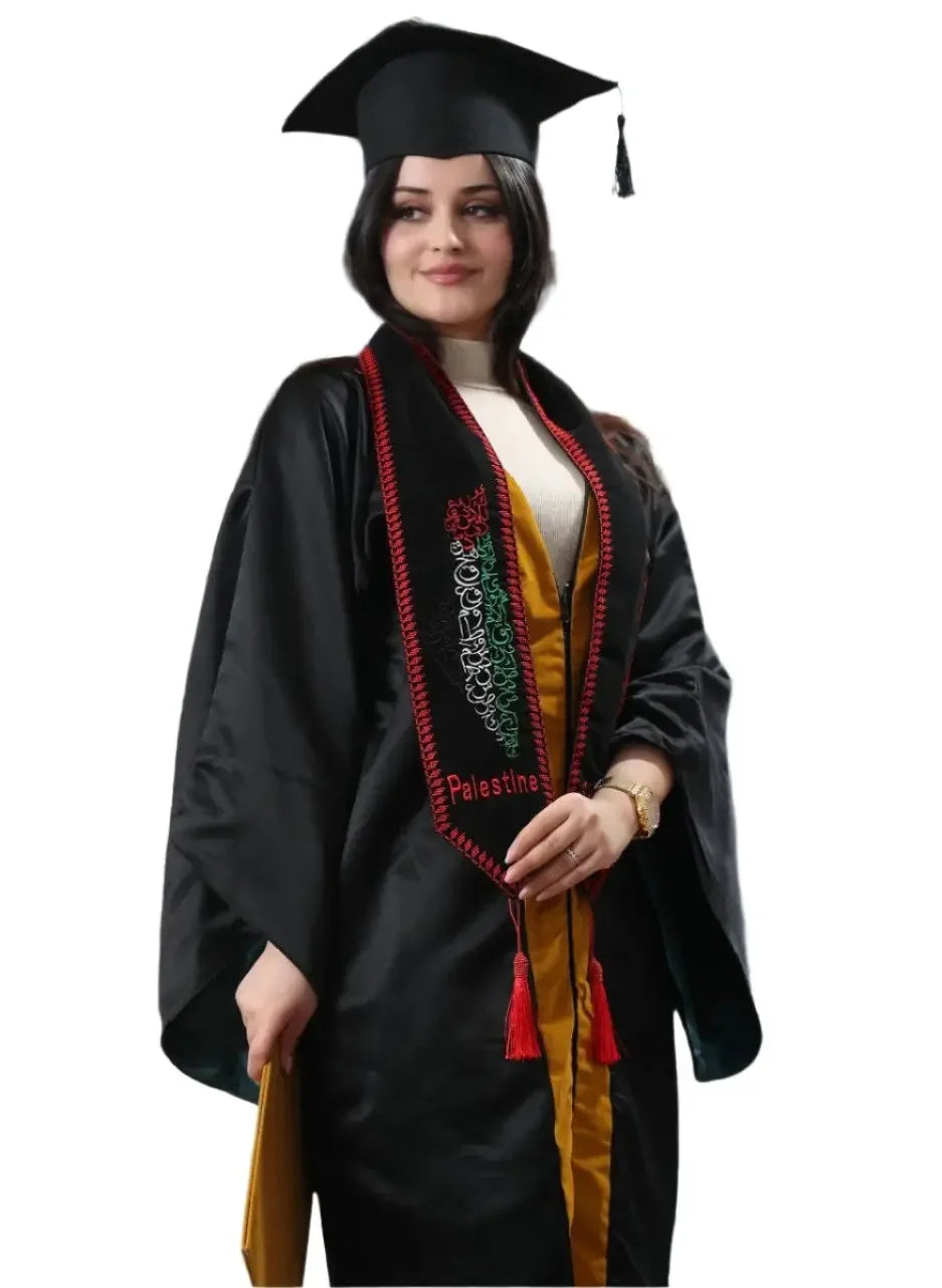Embroidered Stole with Palestine Map & Arabic Script – Celebrate Cultural Heritage Palestinian Elegance