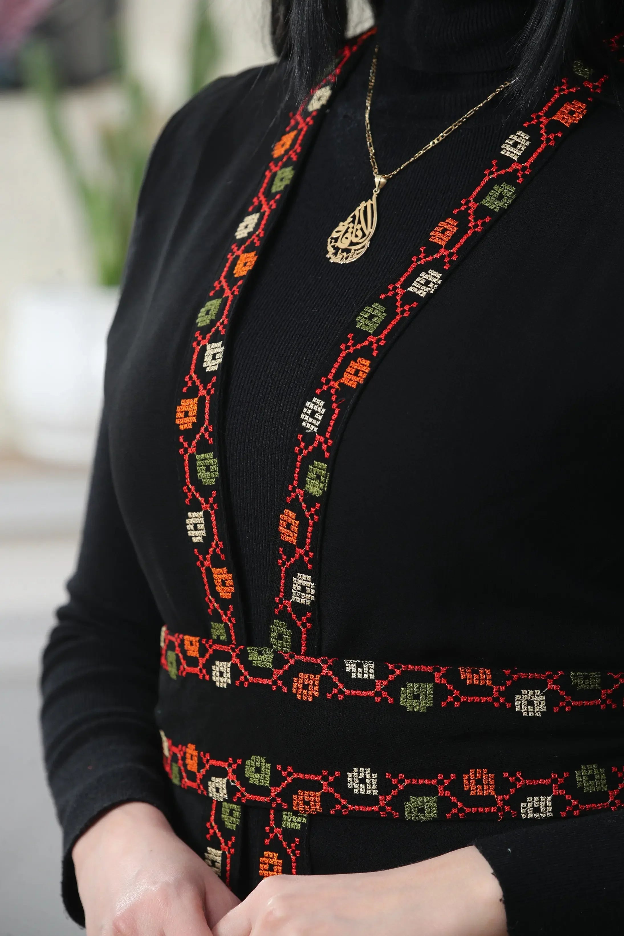 Embroidered Chiffon Vest Palestinian Elegance